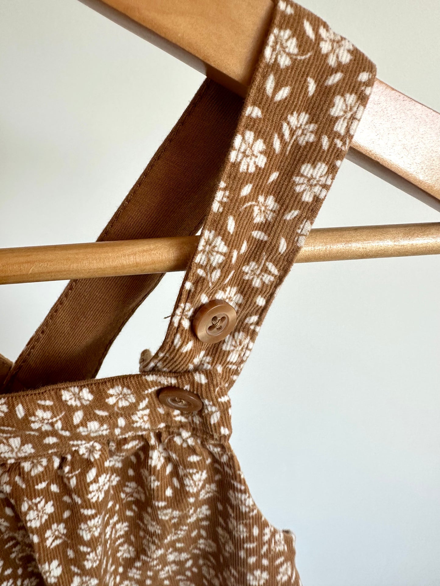 Brown Floral Overalls / 3-6m