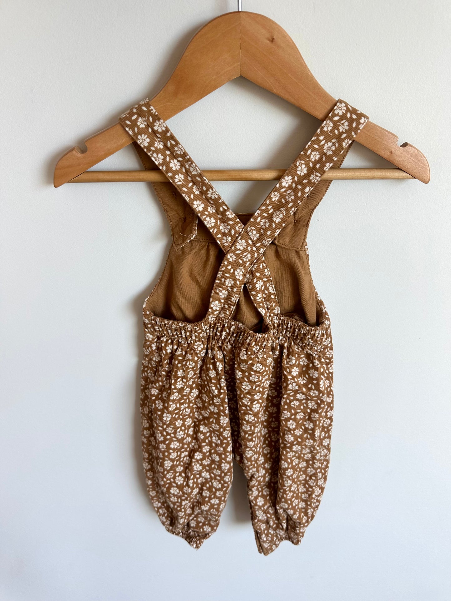 Brown Floral Overalls / 3-6m