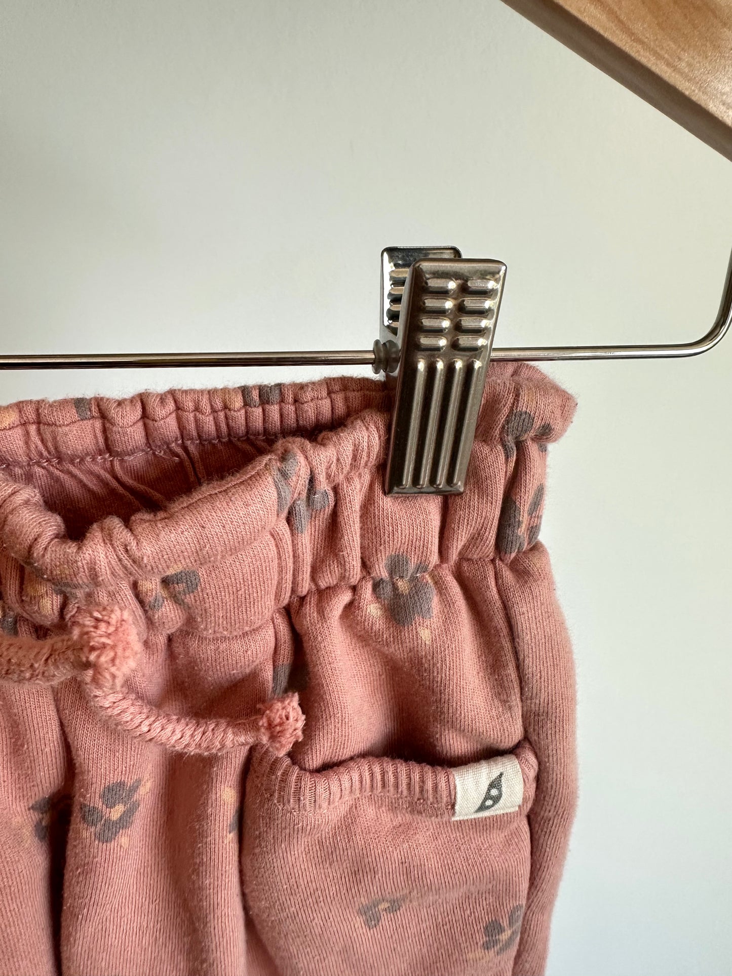 Pink Pants with Brown Flowers / 12m