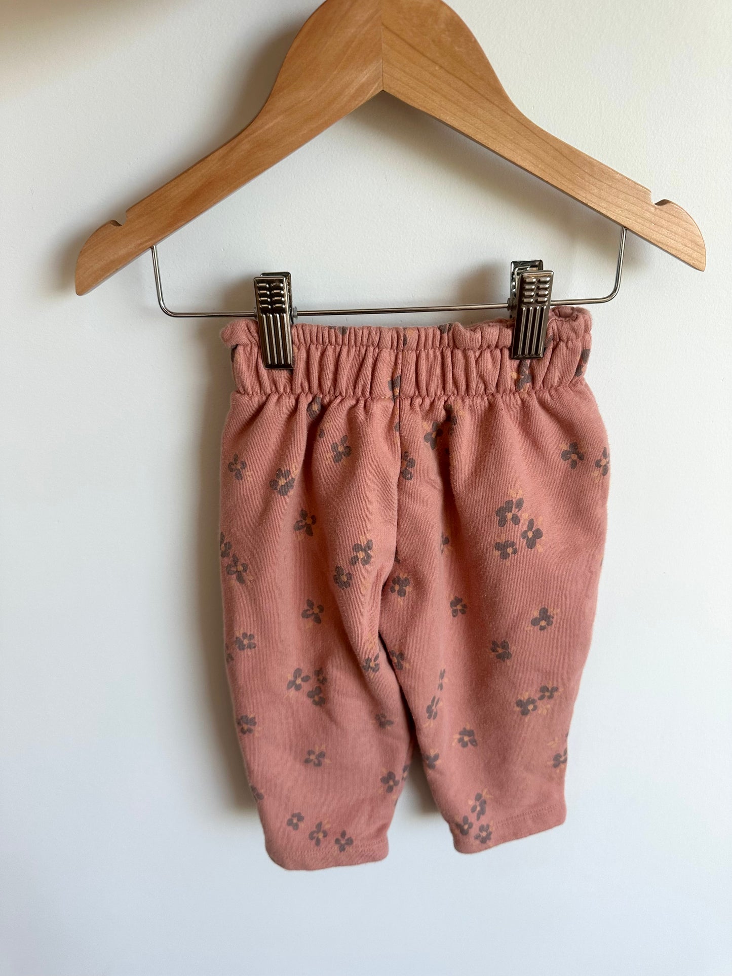 Pink Pants with Brown Flowers / 12m