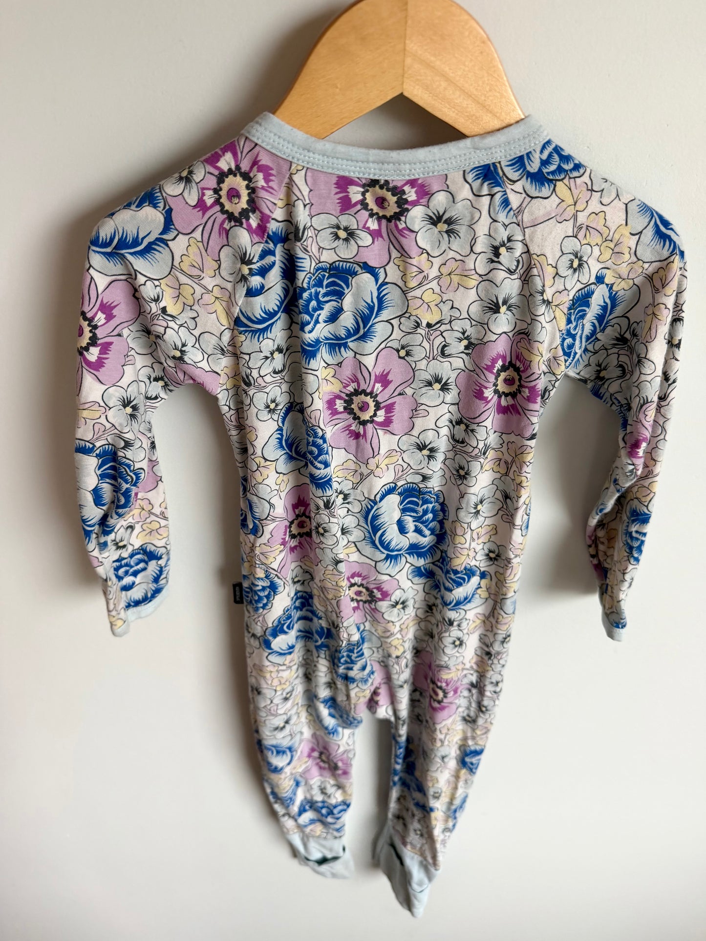 Bonds Blue Trim Floral Sleeper / 18-24m