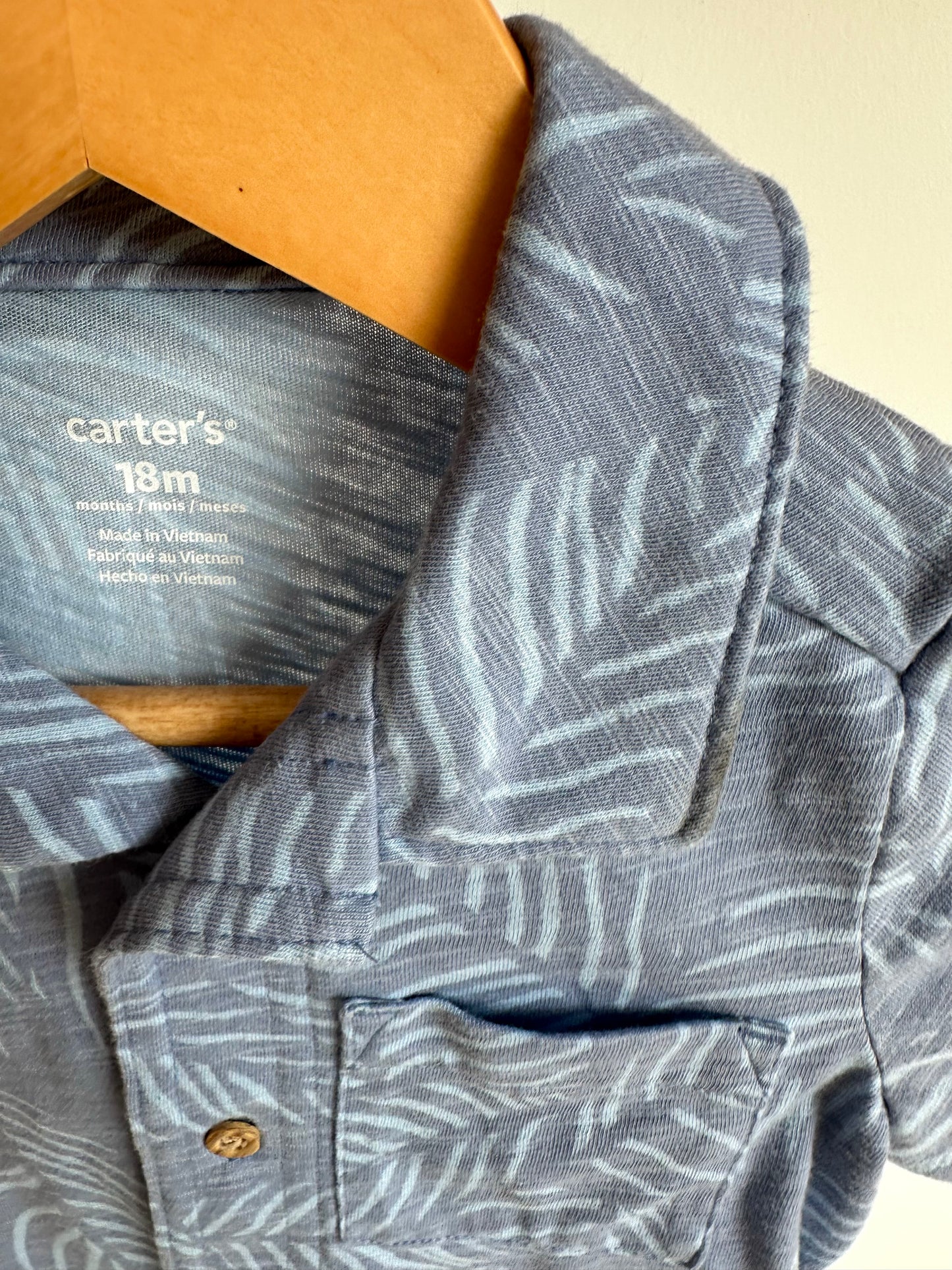 Palm Leaves Collared Button Up Top / 18m