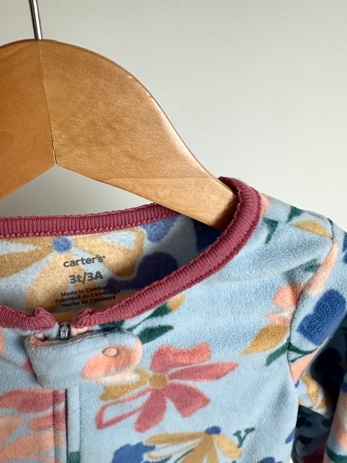 Blue Floral Fleece Sleeper / 3T