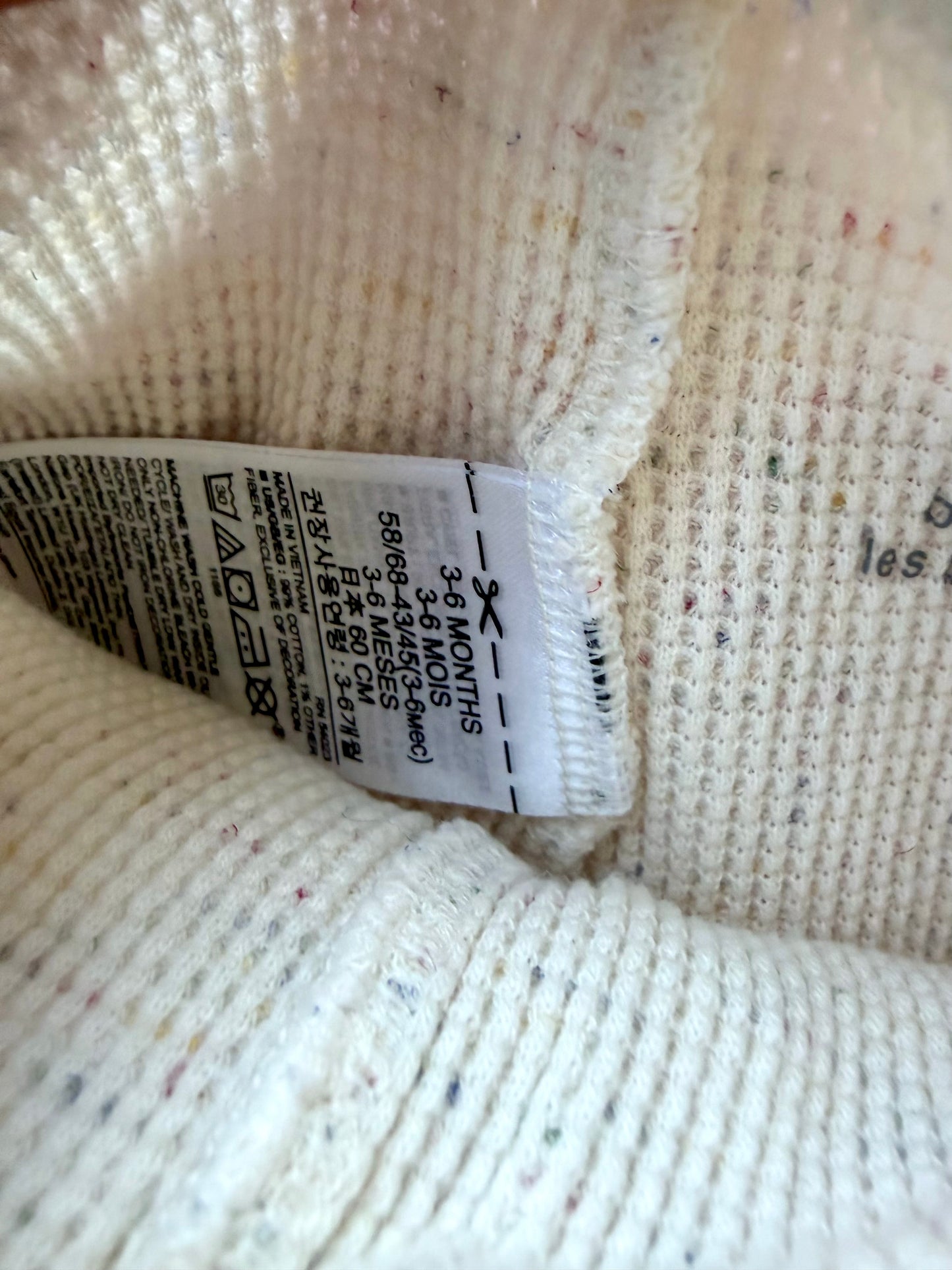 Cream Speckled Waffle Pants / 3-6m