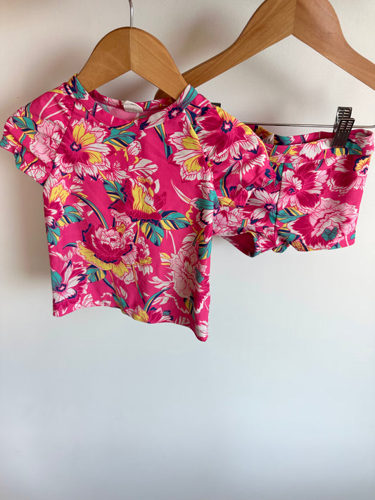 Topical Pink Swim Top + Shorts / 3T