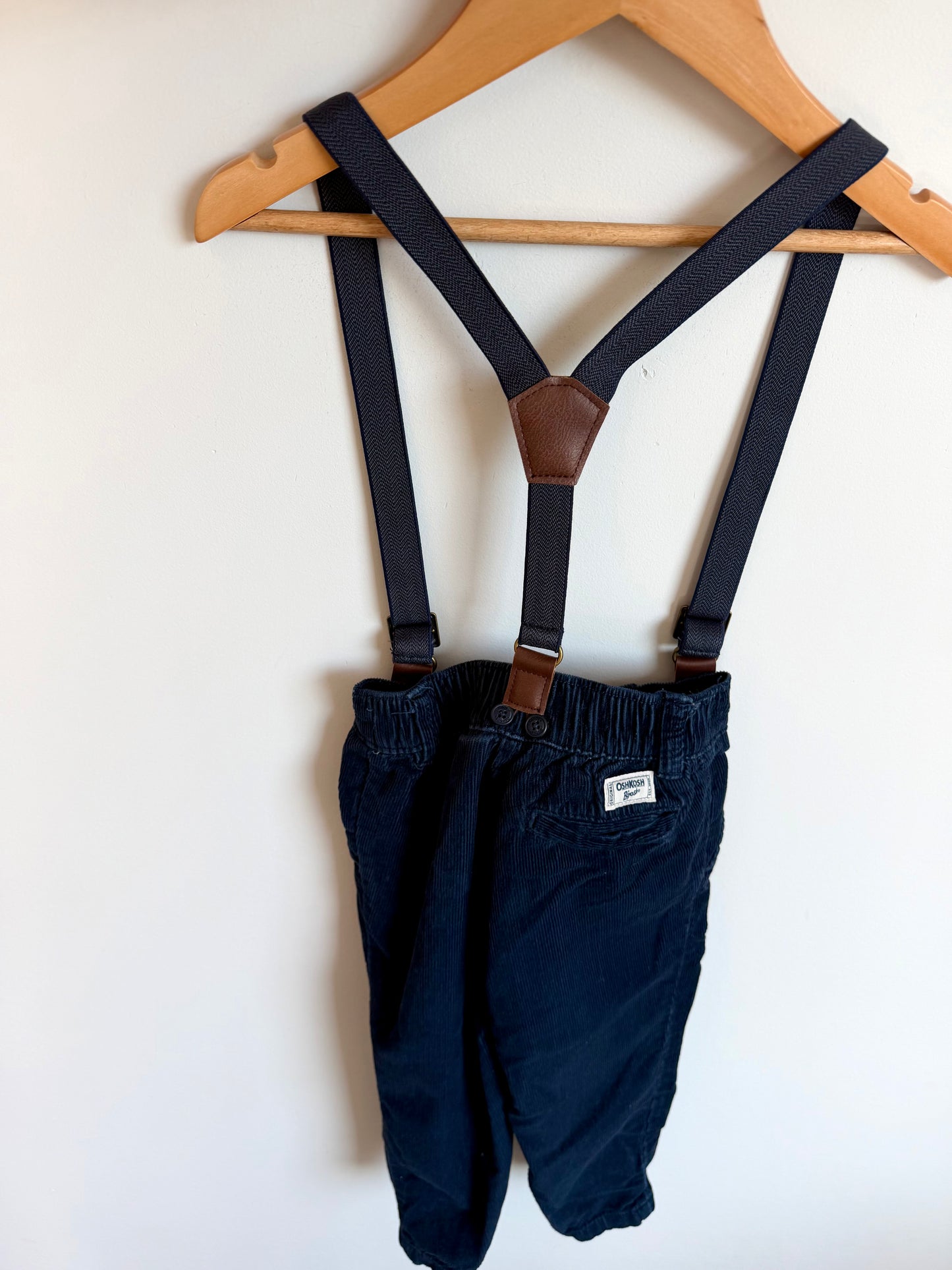 Blue Corduroy Pants with Suspenders / 2T