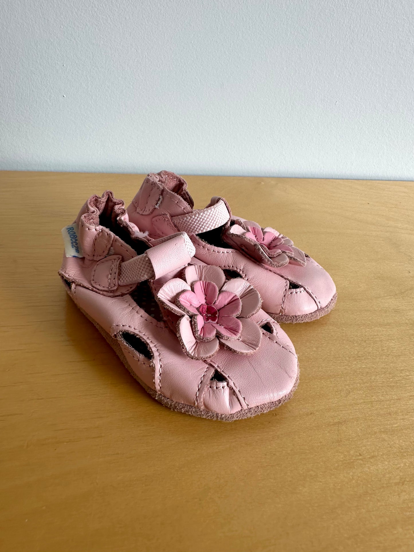 Pink Floral Sandals / 6-12m