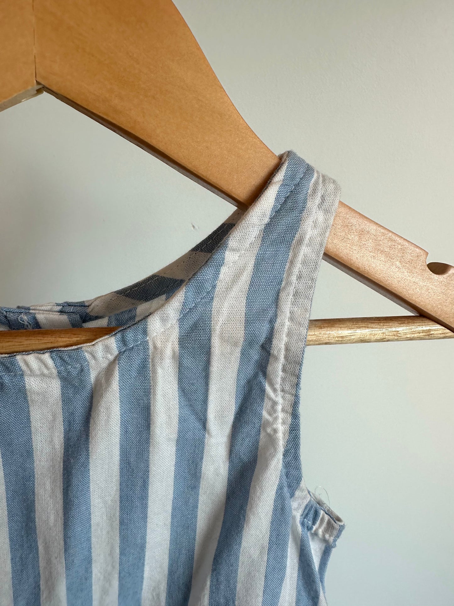 Blue + White Striped Tank Dress with Bow / 4T