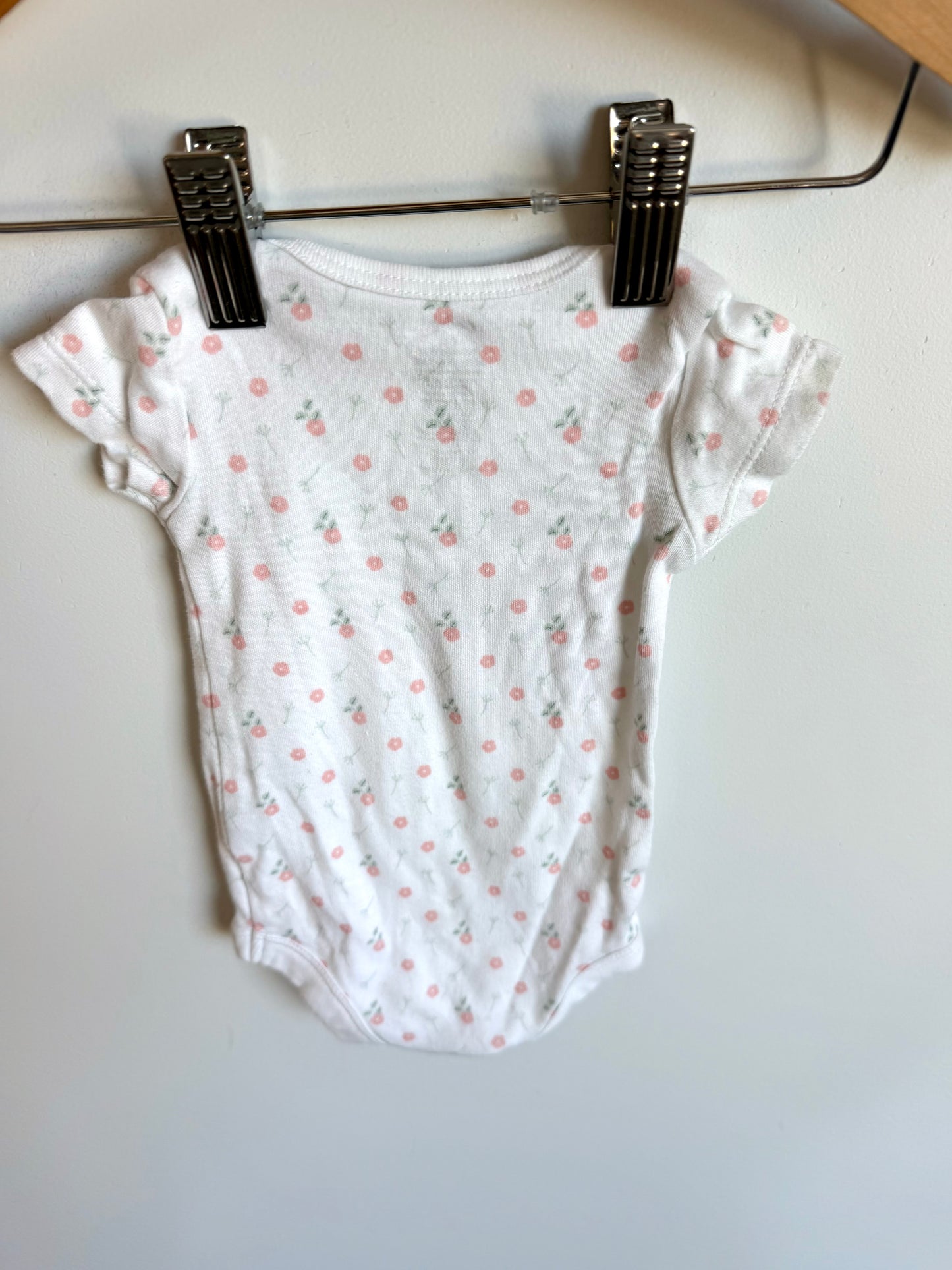 Cotton Pink Flowers Bodysuit / 0m