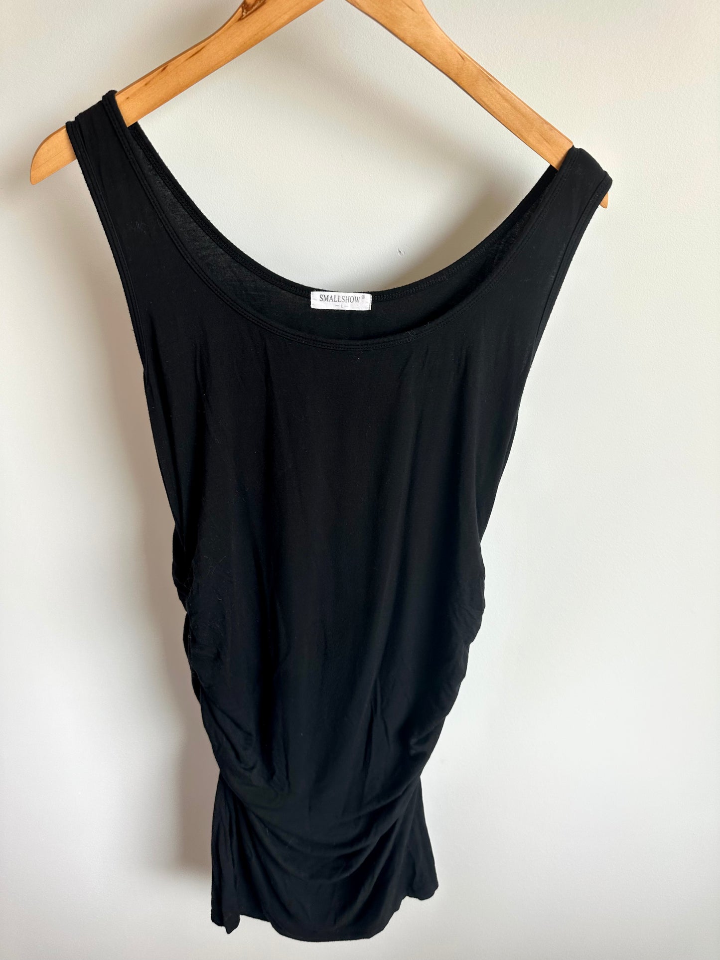Black Tank Maternity Dress with Ruching / Large