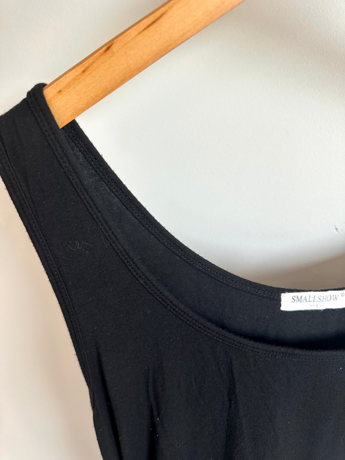 Black Tank Maternity Dress with Ruching / Large