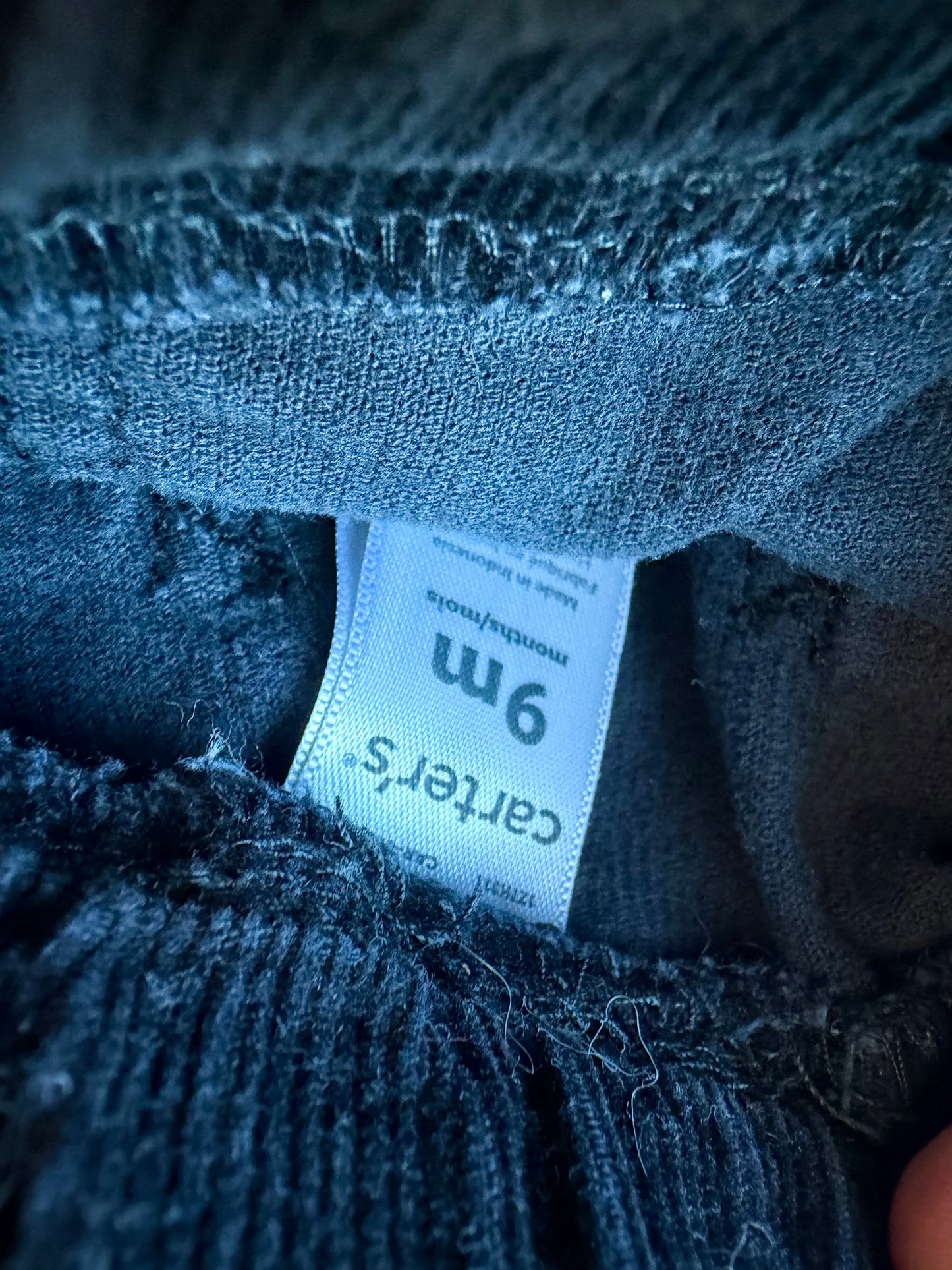 Black Tapered Ribbed Pants / 9m