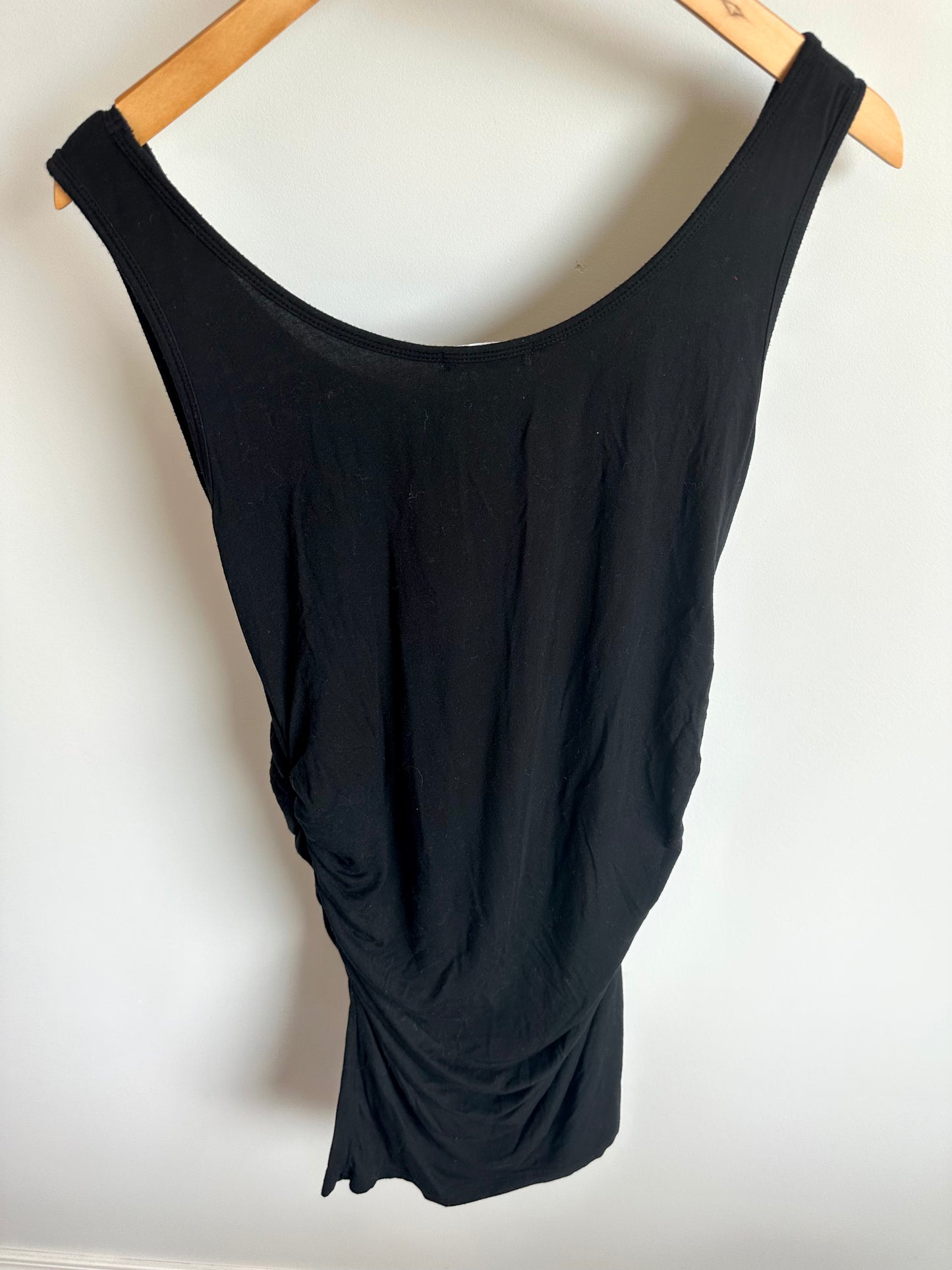 Black Tank Maternity Dress with Ruching / Large