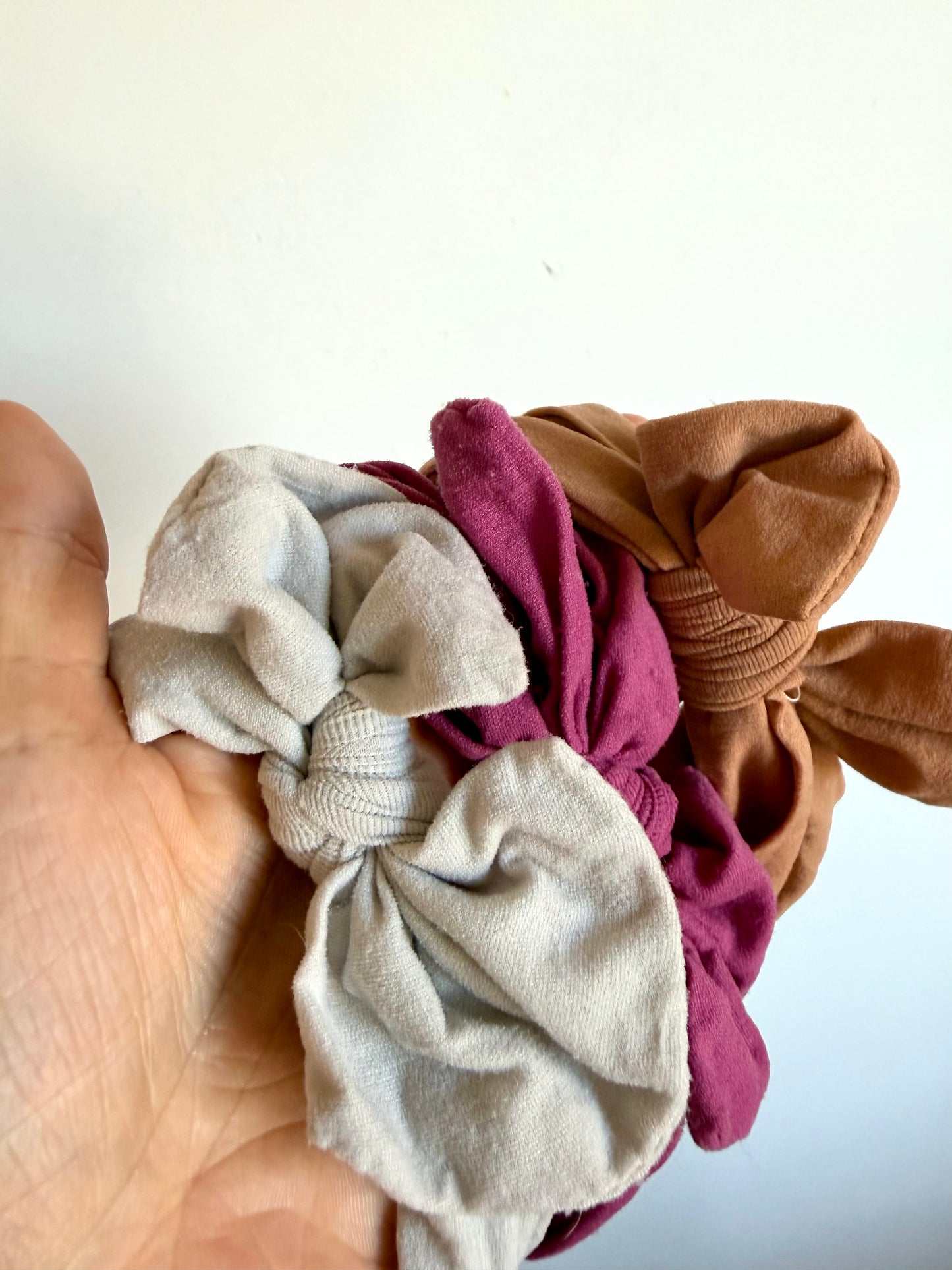 Grey, Fuchsia, Tan Headbands (3) / 3-9m?