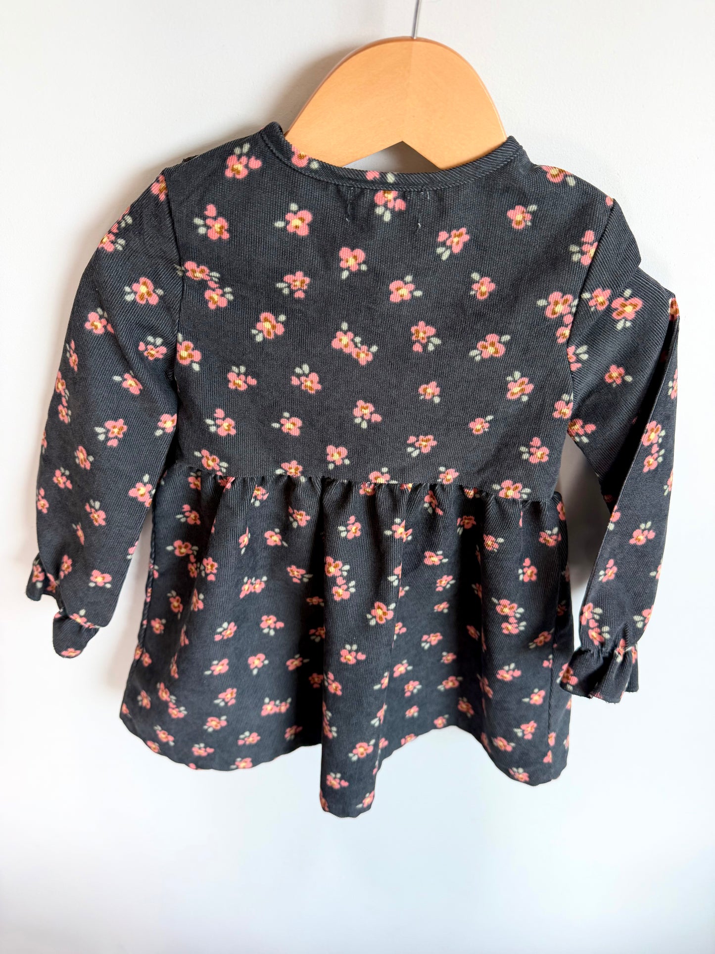 Corduroy Long Sleeve Floral Dress / 2T