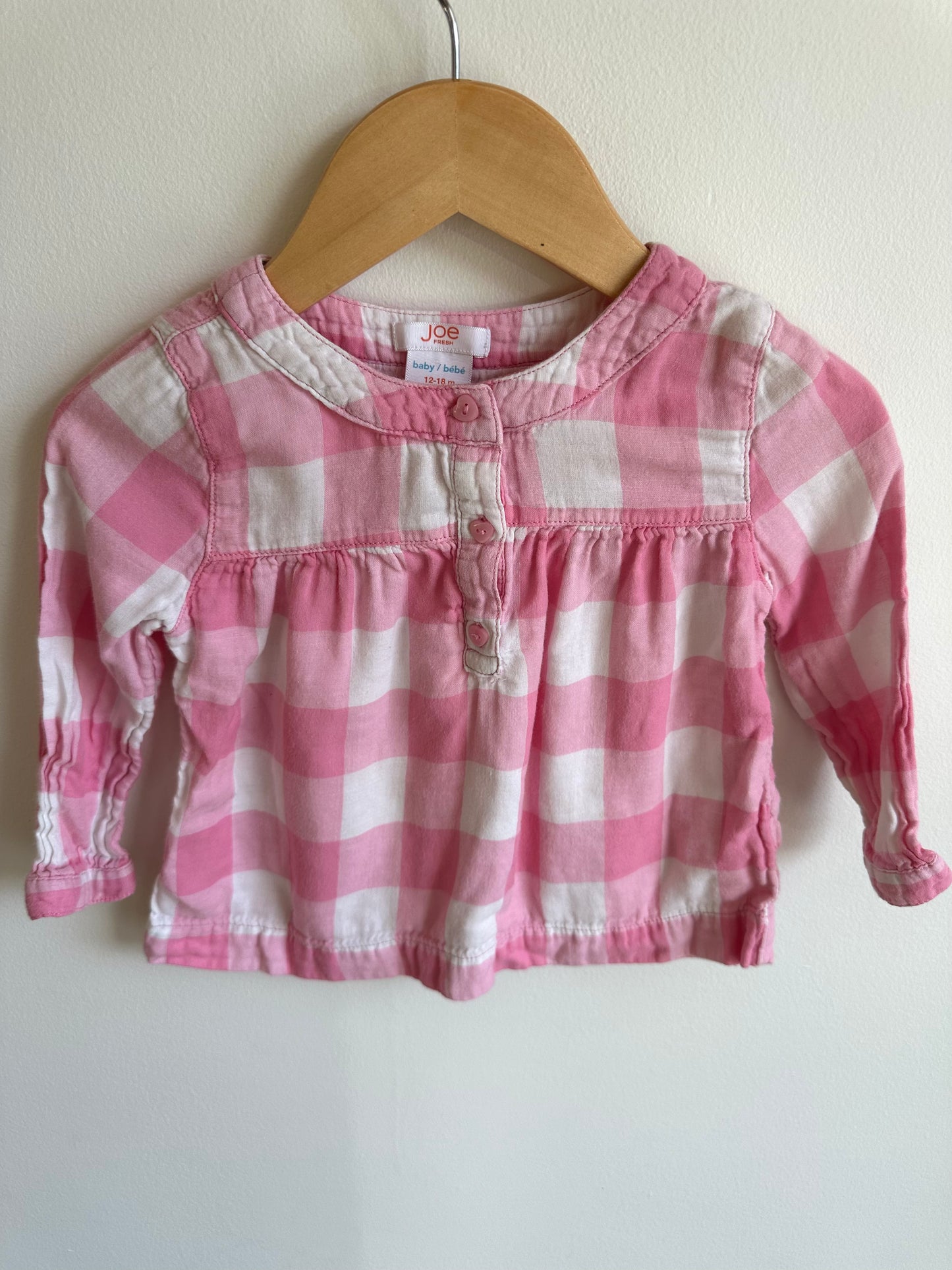 Pink Checkered Top / 12-18m