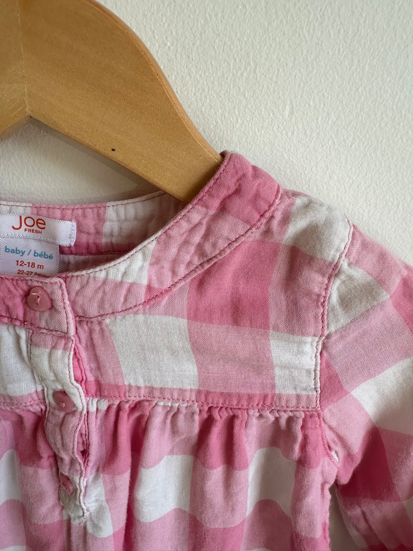 Pink Checkered Top / 12-18m