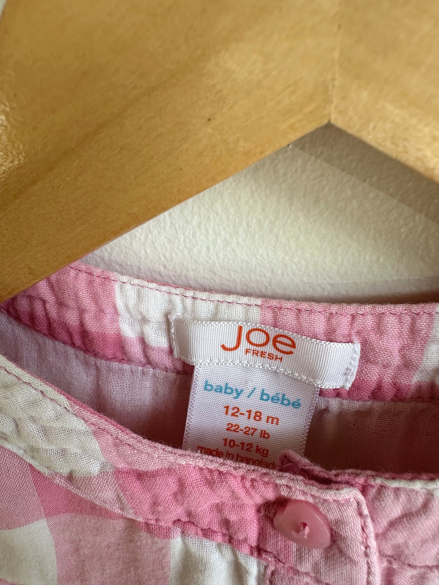 Pink Checkered Top / 12-18m