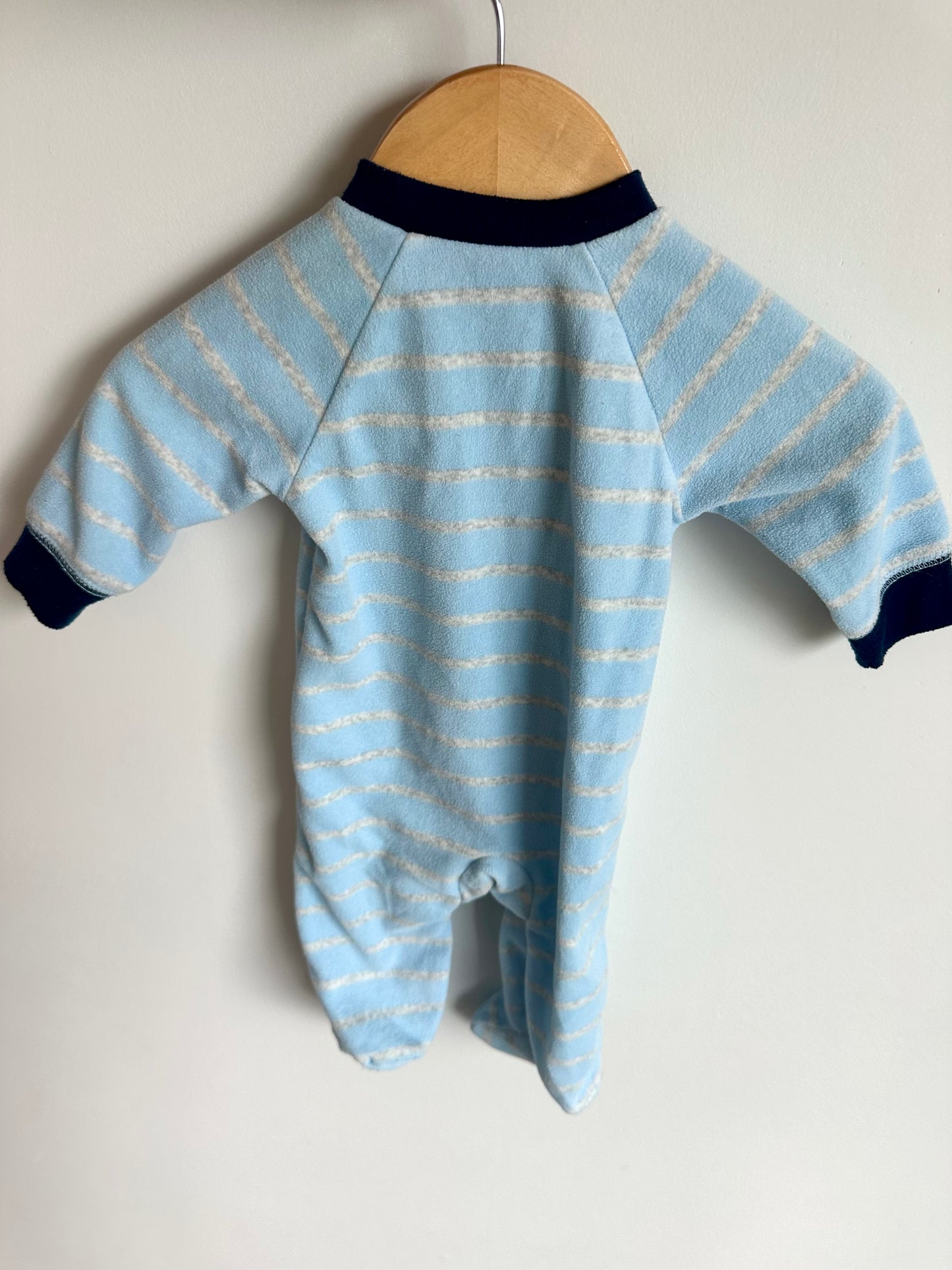 Fleece Blue Striped Bear Sleeper / 3m