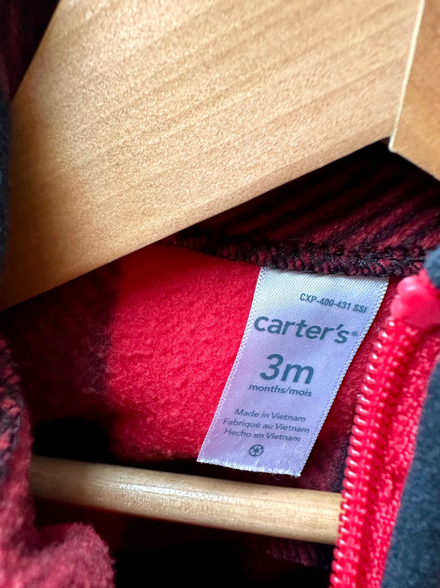 Fleece Checked Half Zip Sweater / 3m