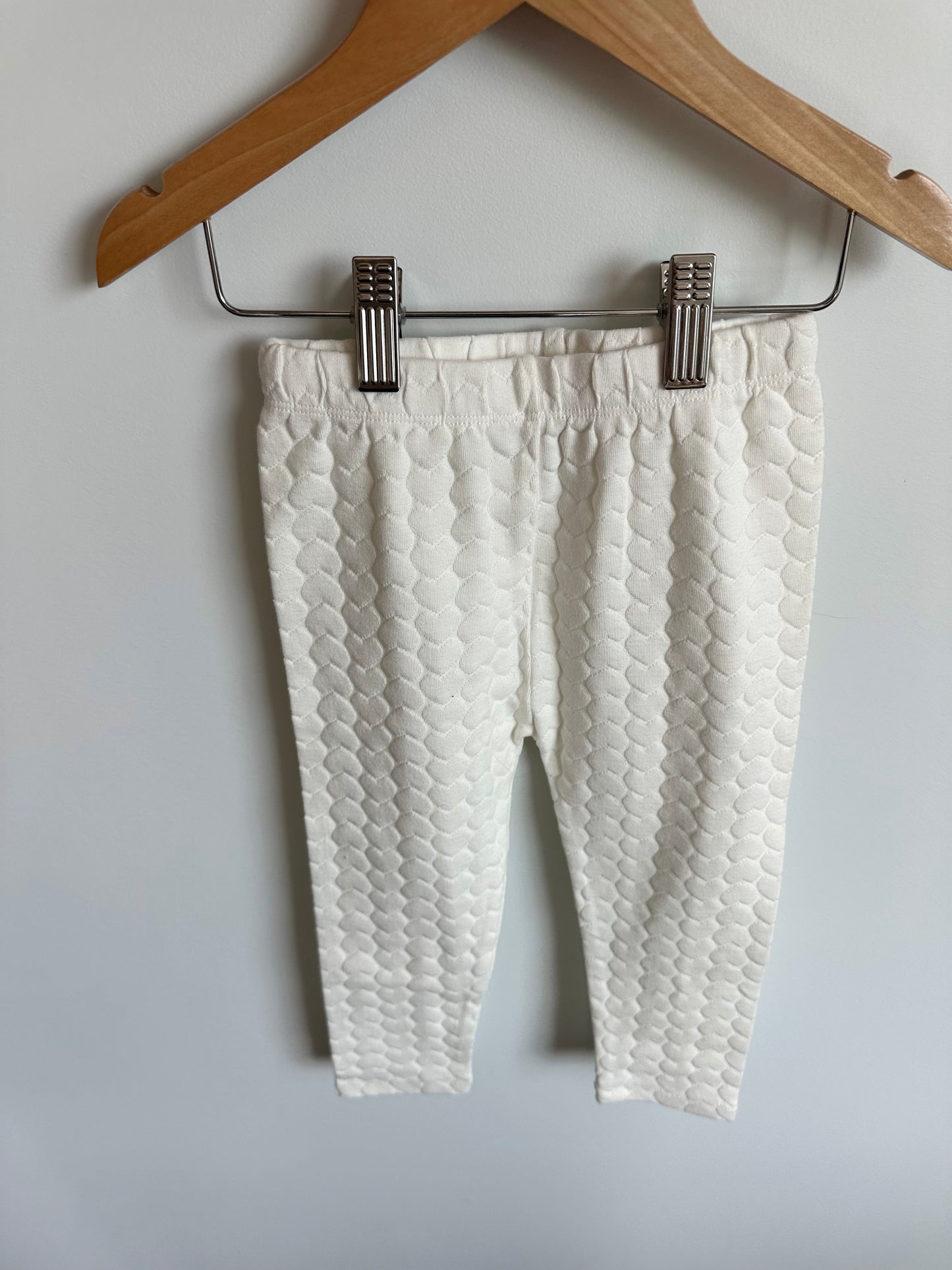 White Quilted Heart Leggings / 2T