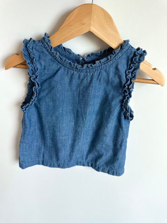 Chambray Ruffle Sleeve Top / 18-24m
