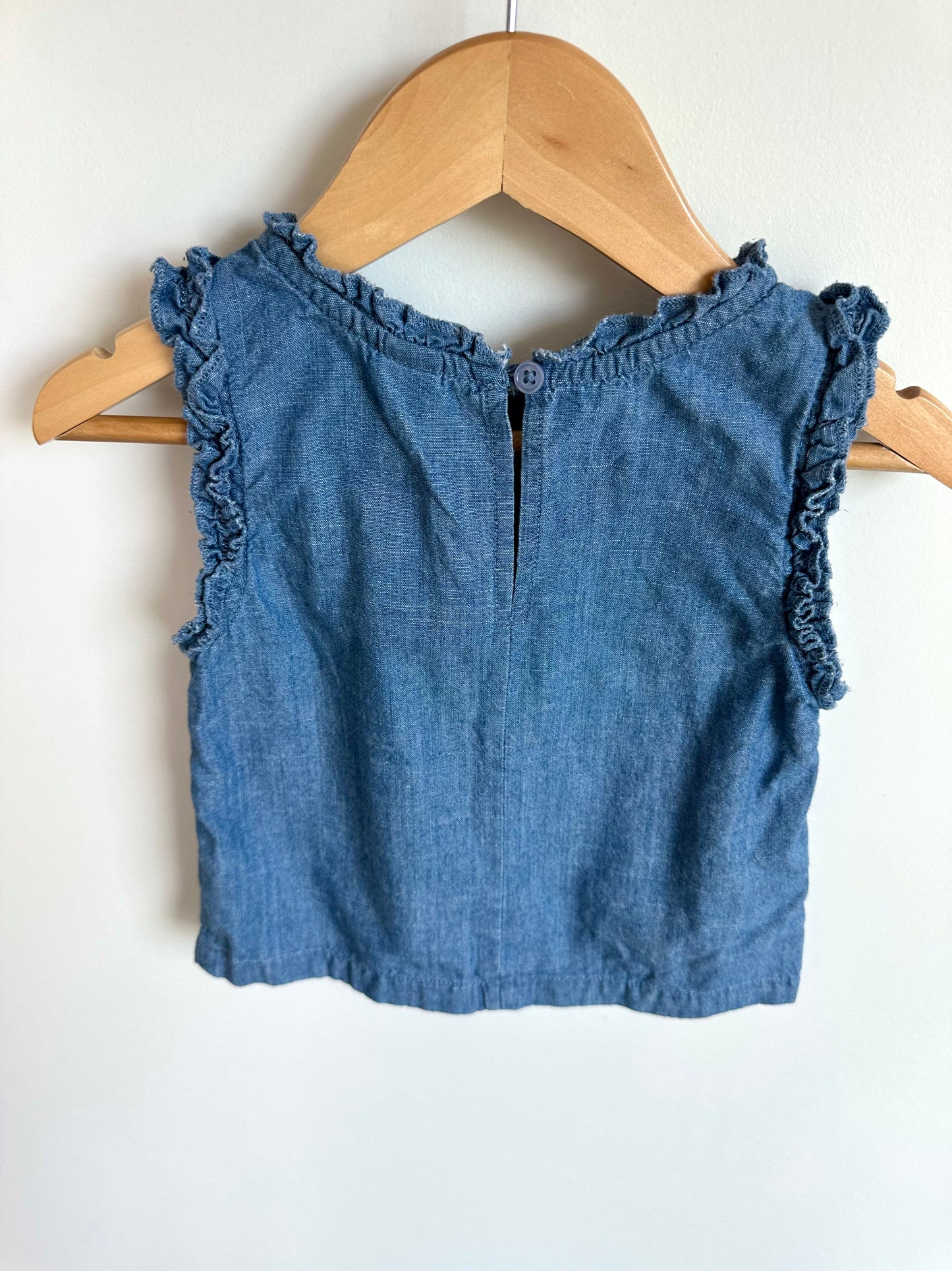 Chambray Ruffle Sleeve Top / 18-24m