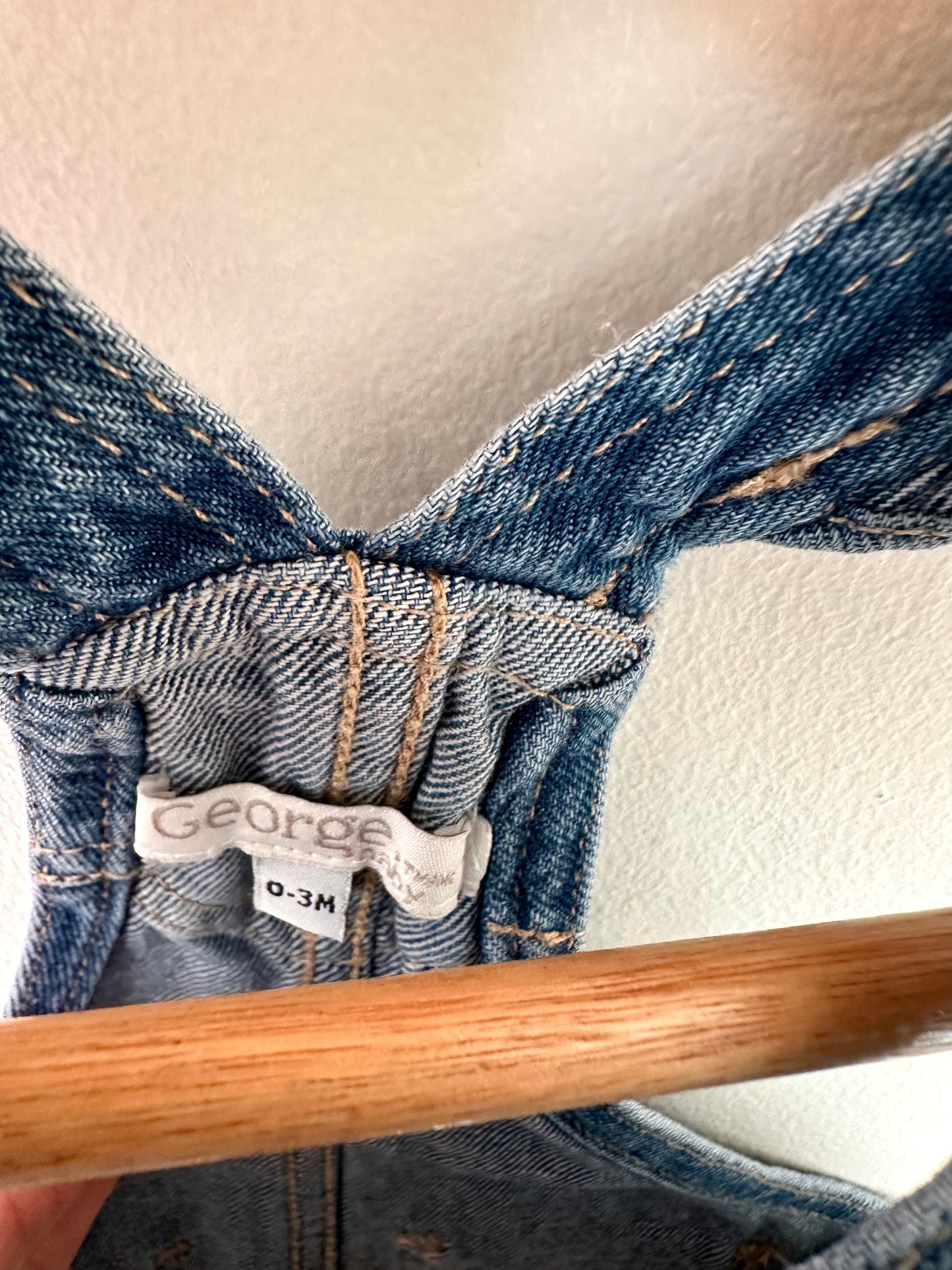 Denim Short Ruffle Sleeve Overalls / 0-3m