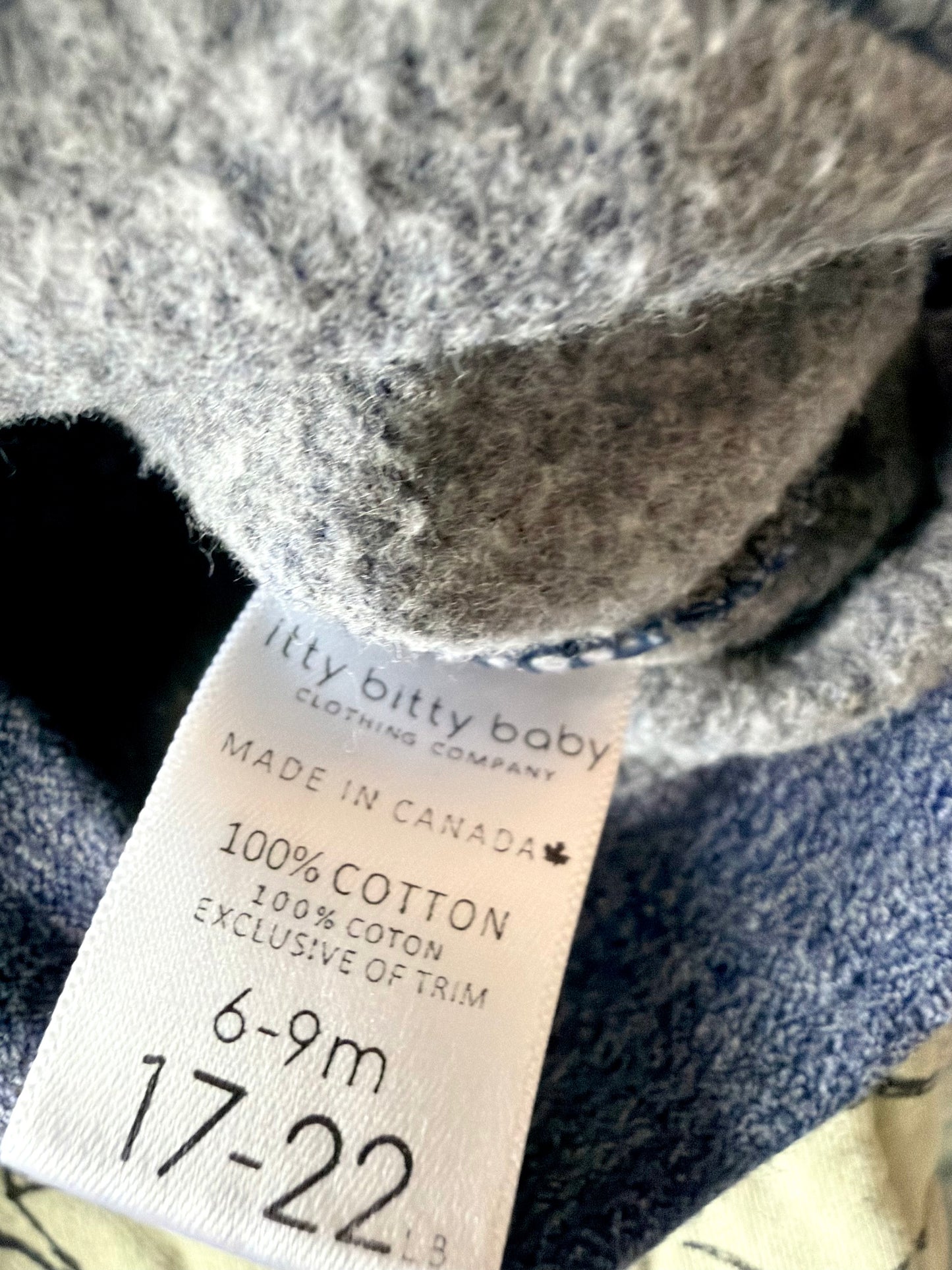 Made in Canada Blue Cotton Hoodie / 6-9m
