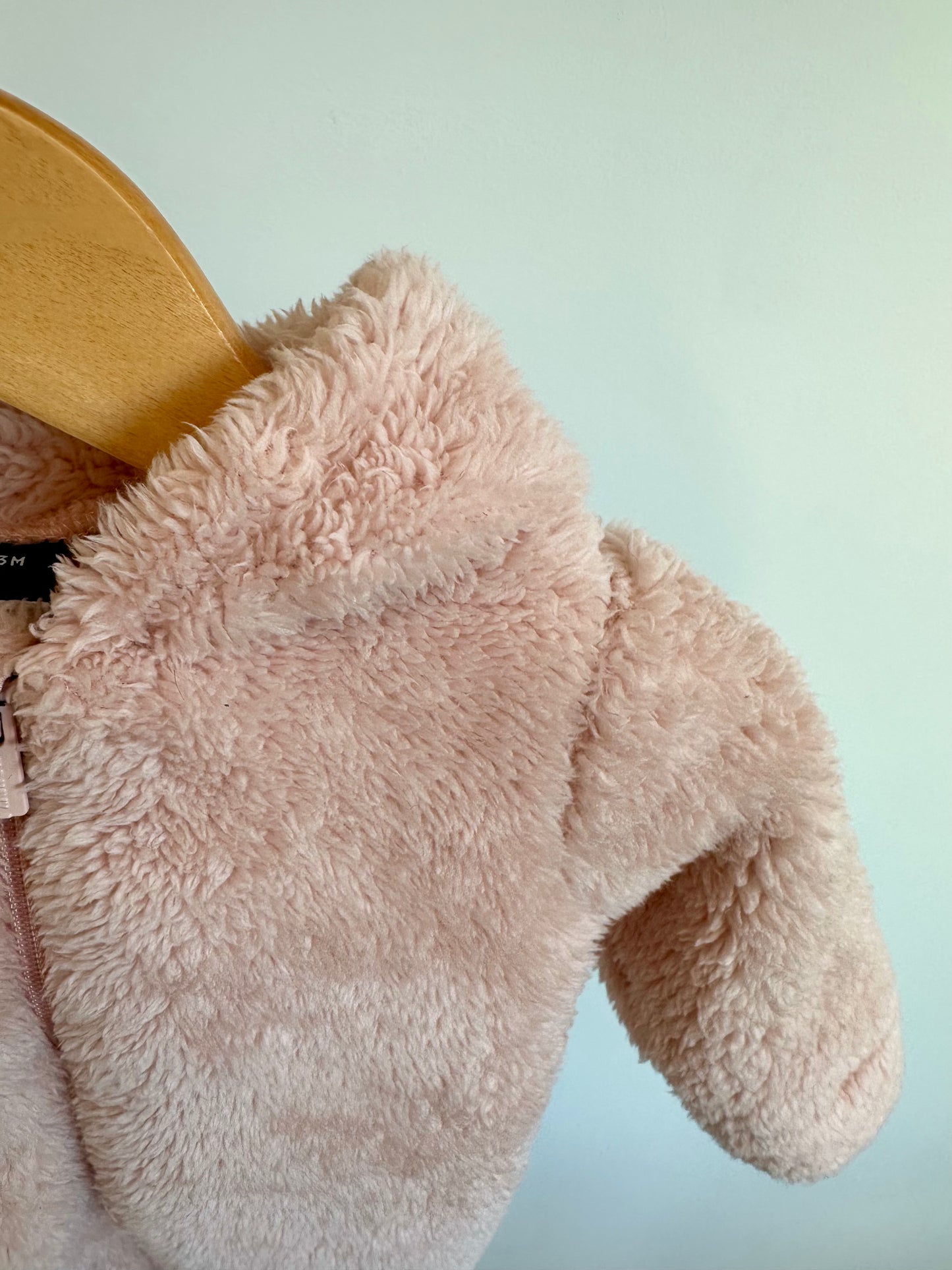 Pink Fuzzy Bunting Suit / 0-3m