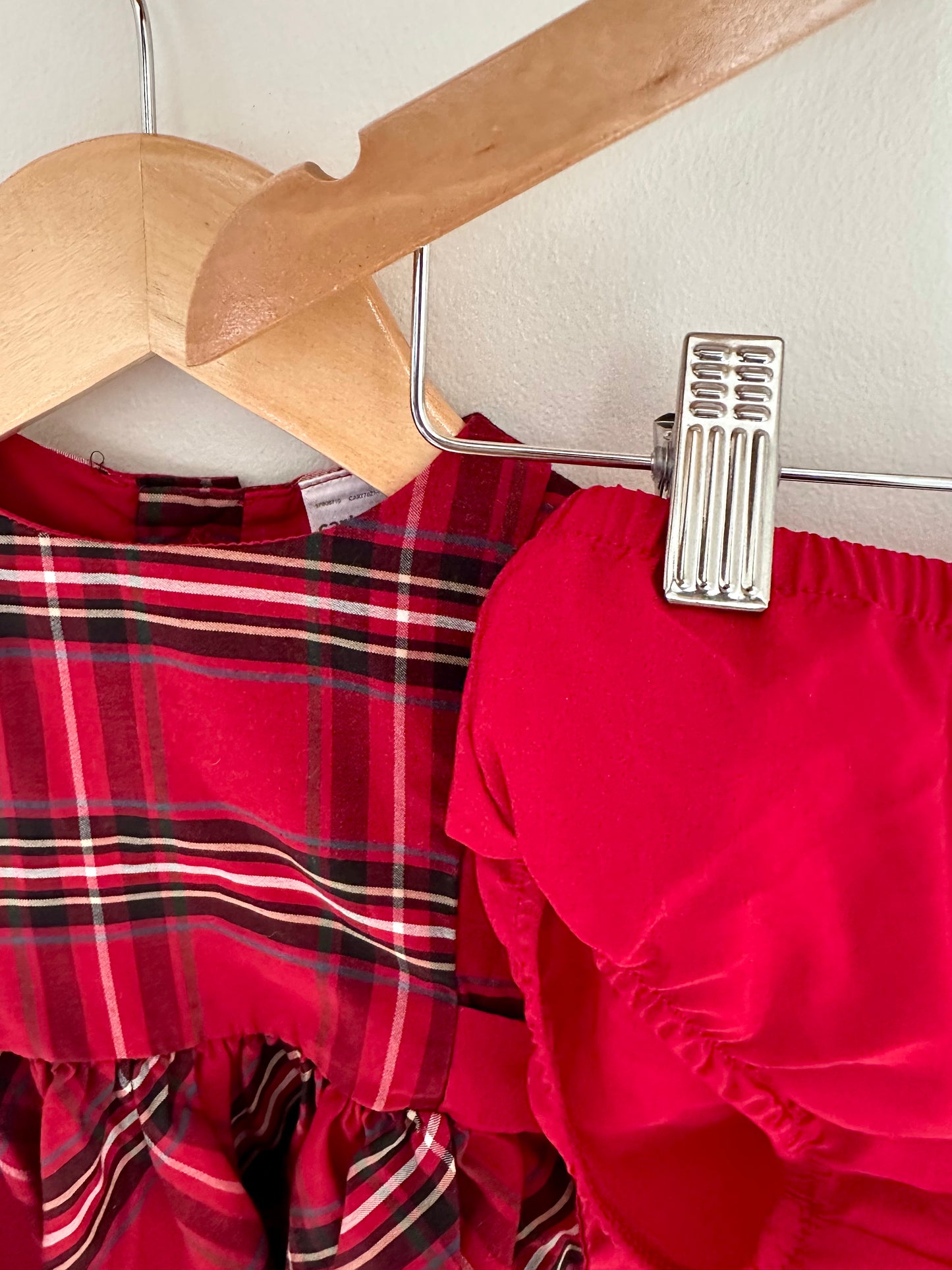 Red Plaid Dress + Bloomers / 9m