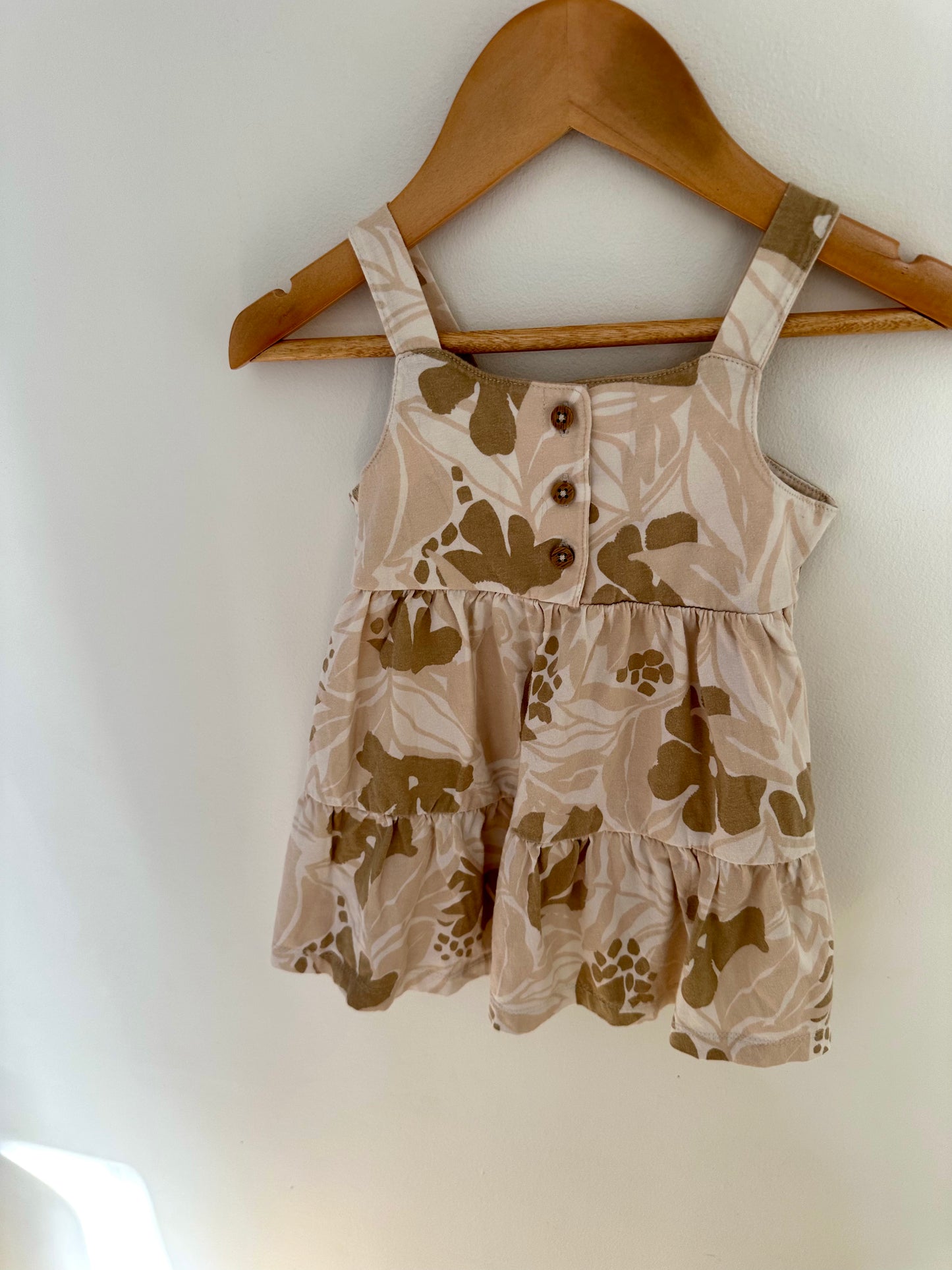 Tan Floral Print Dress / 12m