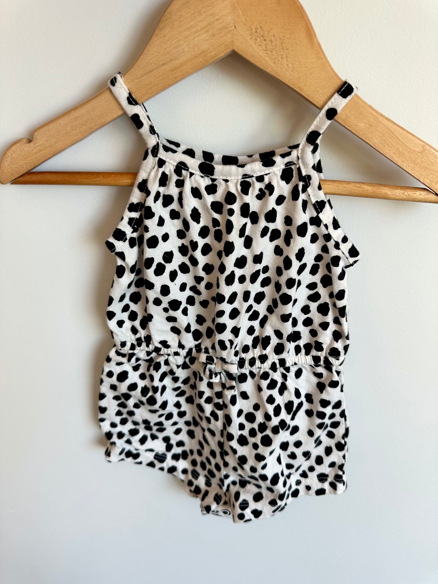 Black Dotted Romper / 3-6m
