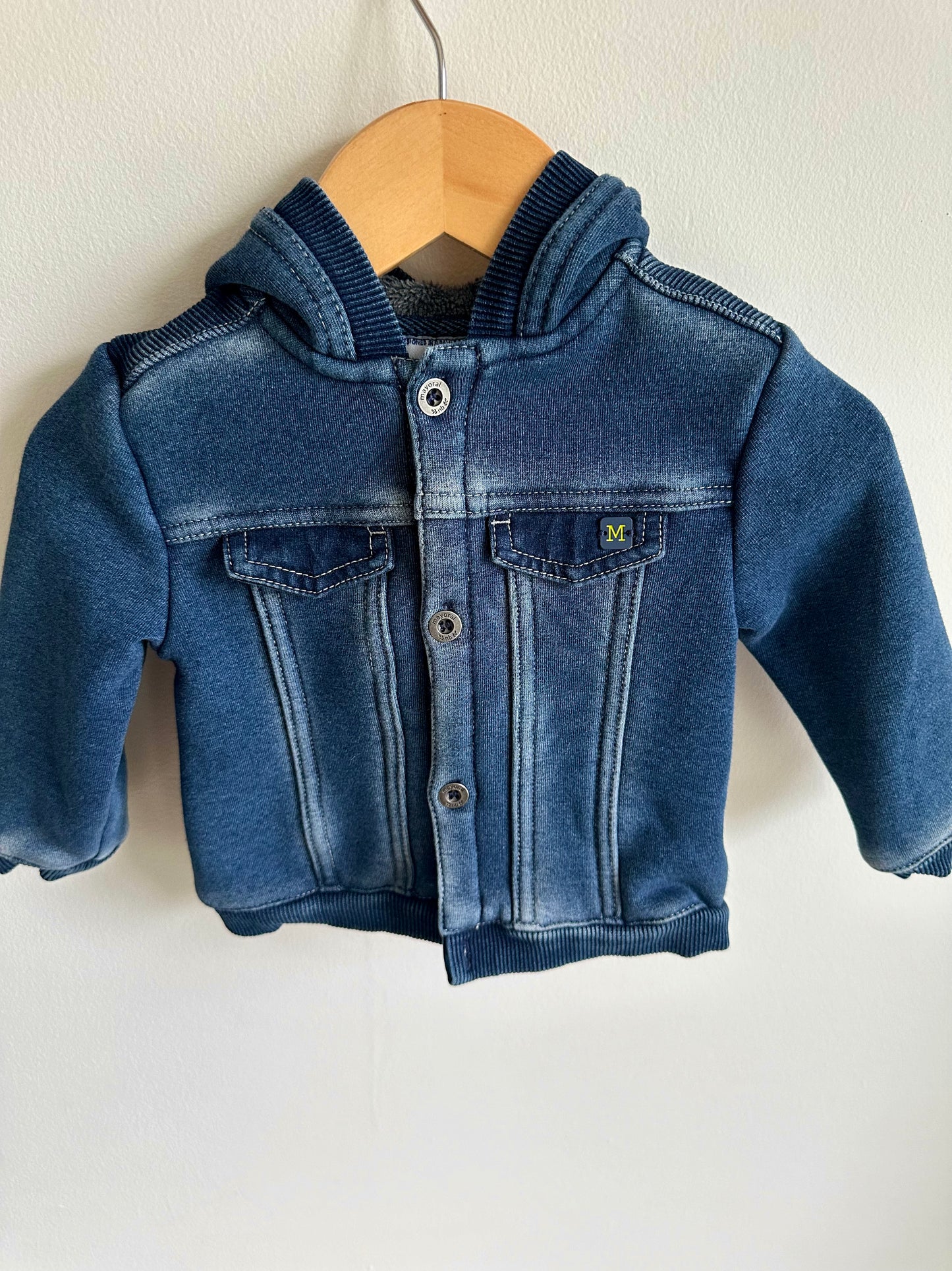 Mayoral Stretchy Denim Look Hoodie / 6-9m