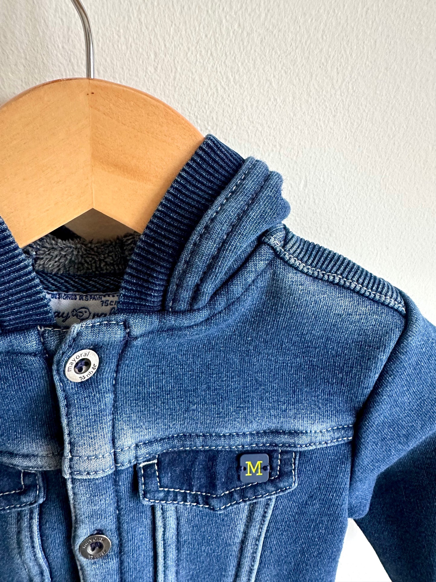Mayoral Stretchy Denim Look Hoodie / 6-9m