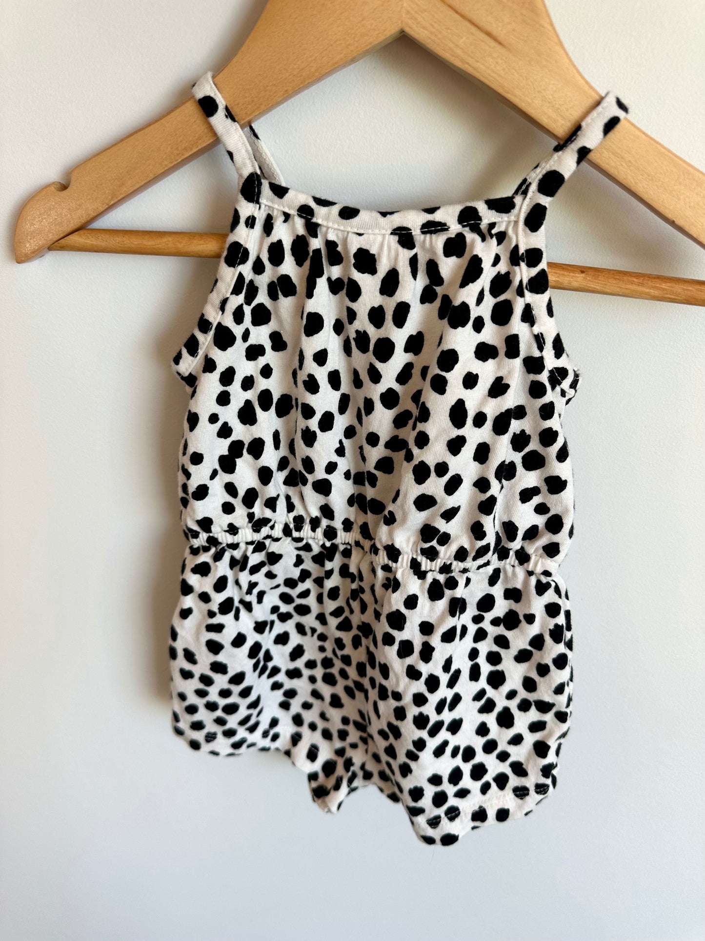 Black Dotted Romper / 3-6m