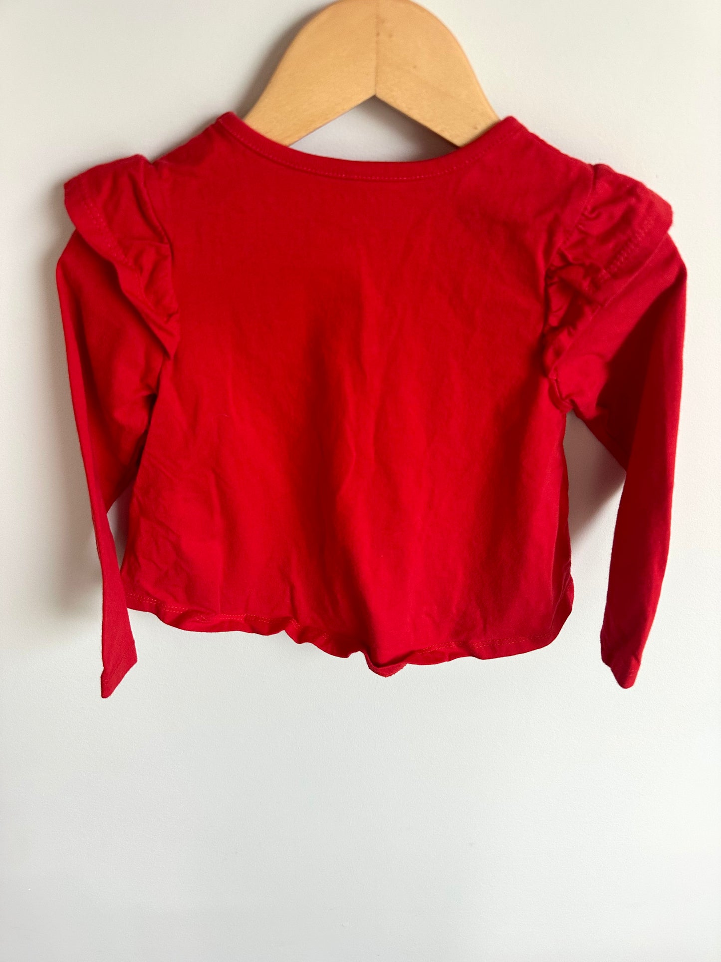 Snowman Red Ruffle Sleeve Top / 2T