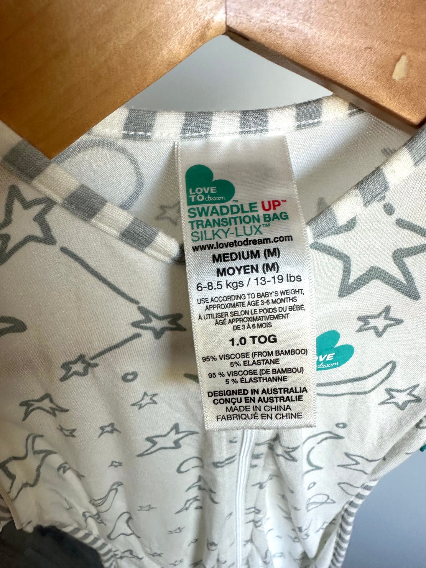 Space Bamboo Sleep Sack with Stripes / 3-9m