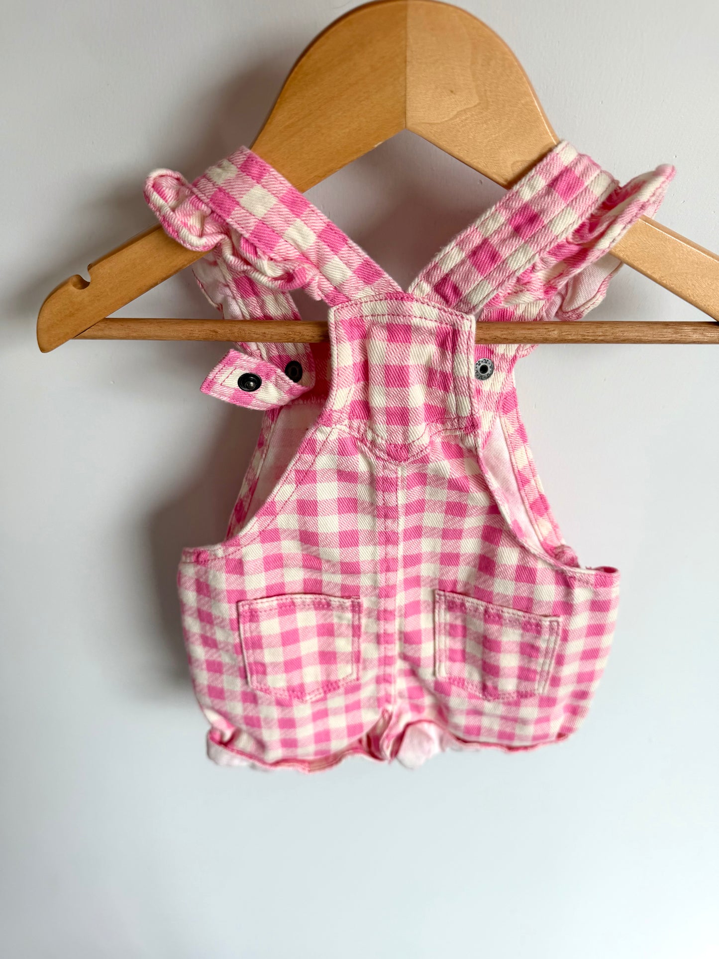 Pink Checkered Overalls / 3-6m