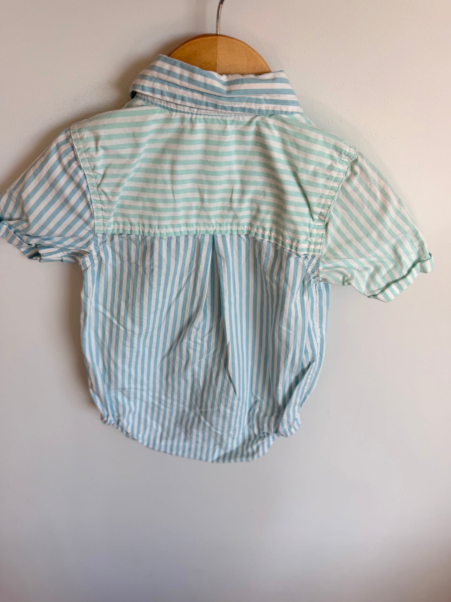 Vertical Stripe Collared Bodysuit / 24m