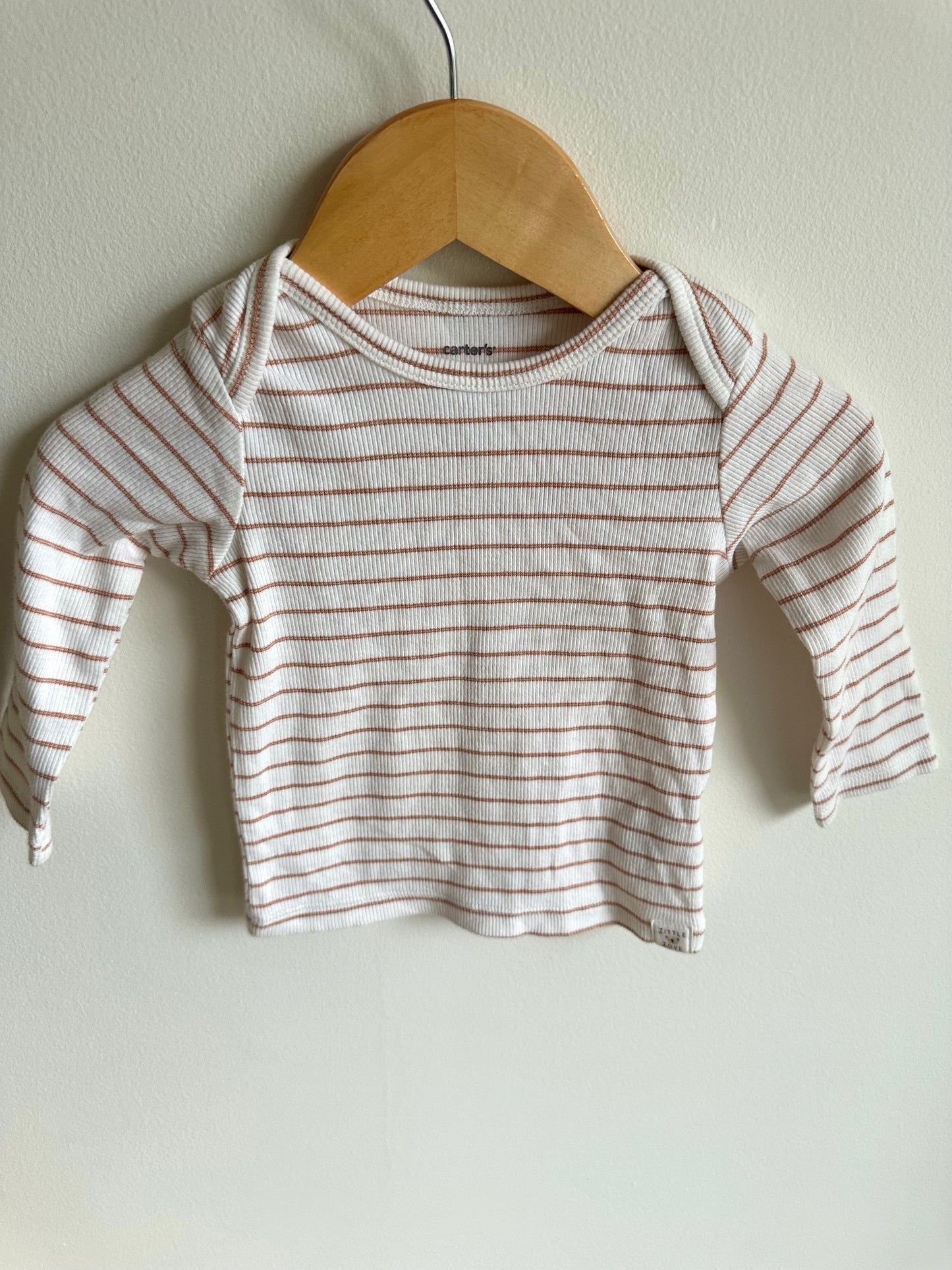 Long Sleeve Cream Striped Top / 9m