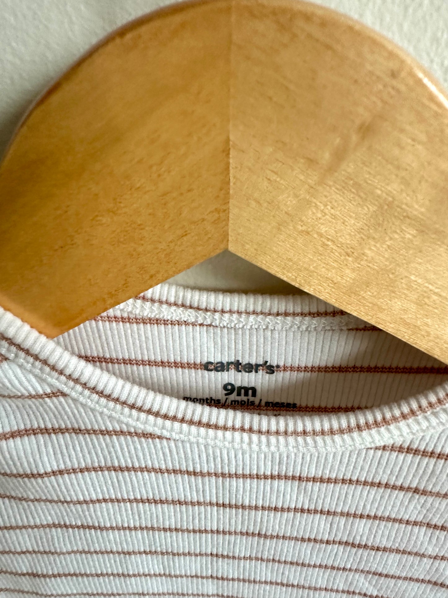 Long Sleeve Cream Striped Top / 9m