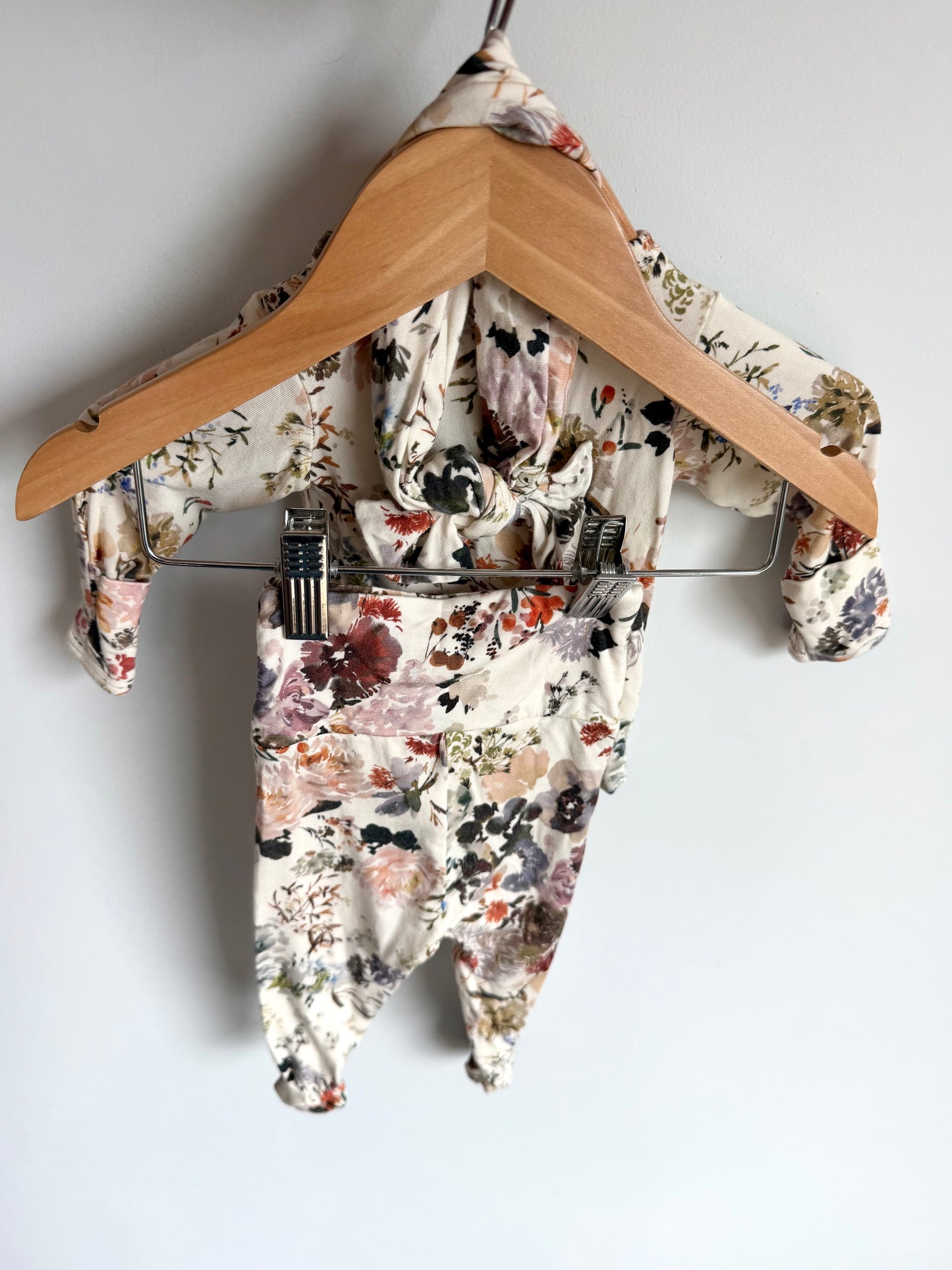 Floral Soft Top, Pants + Headband Set / 0-3m