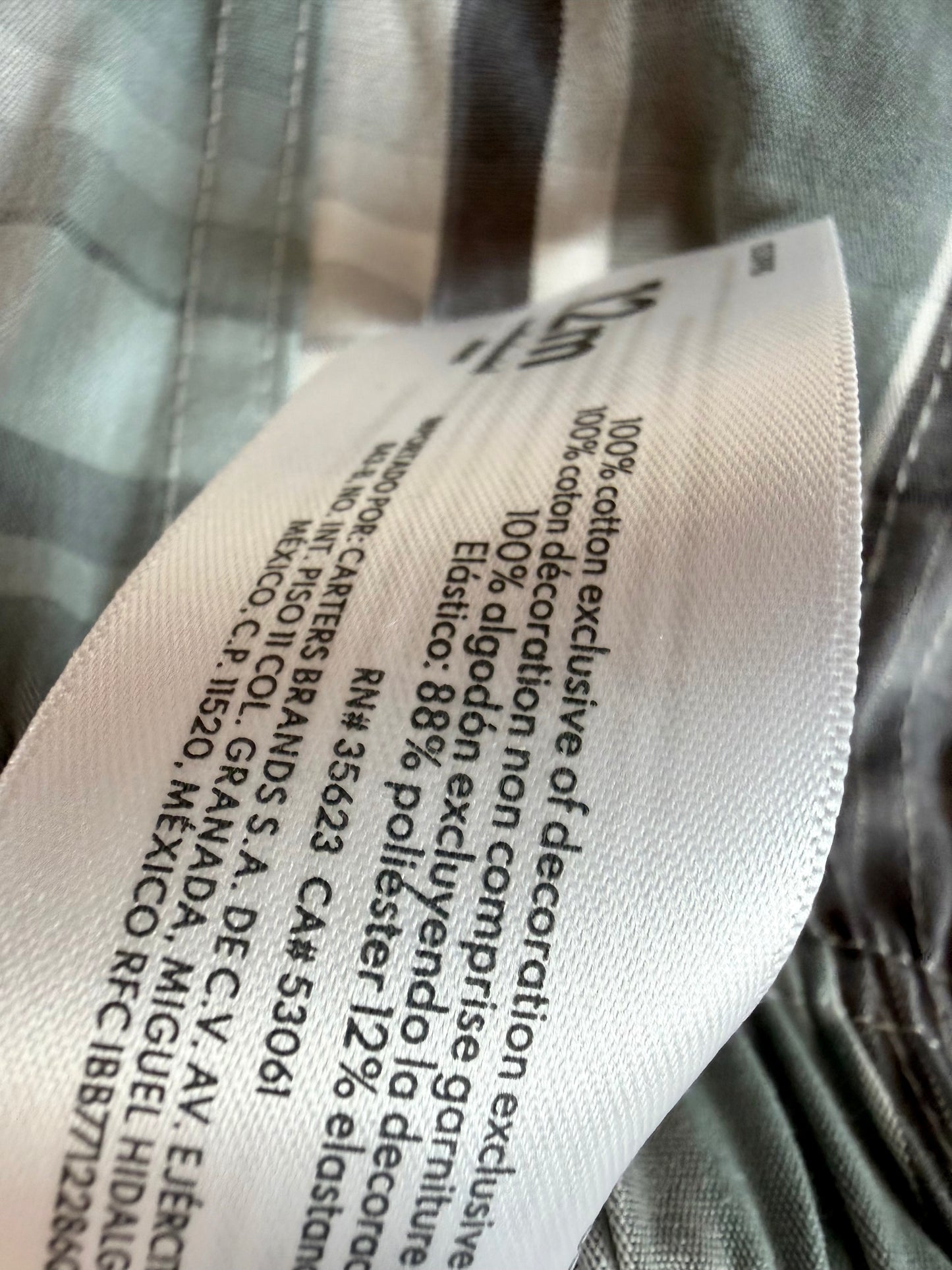 Plaid Grey + Blue Shorts / 12m
