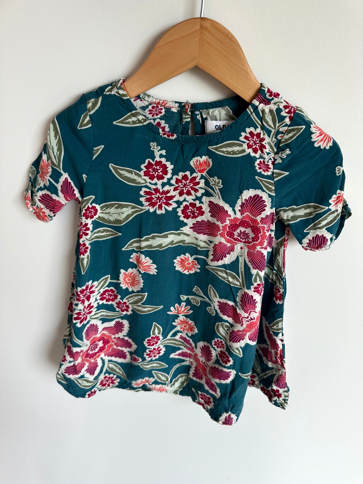 Teal Floral Dress / 18-24m