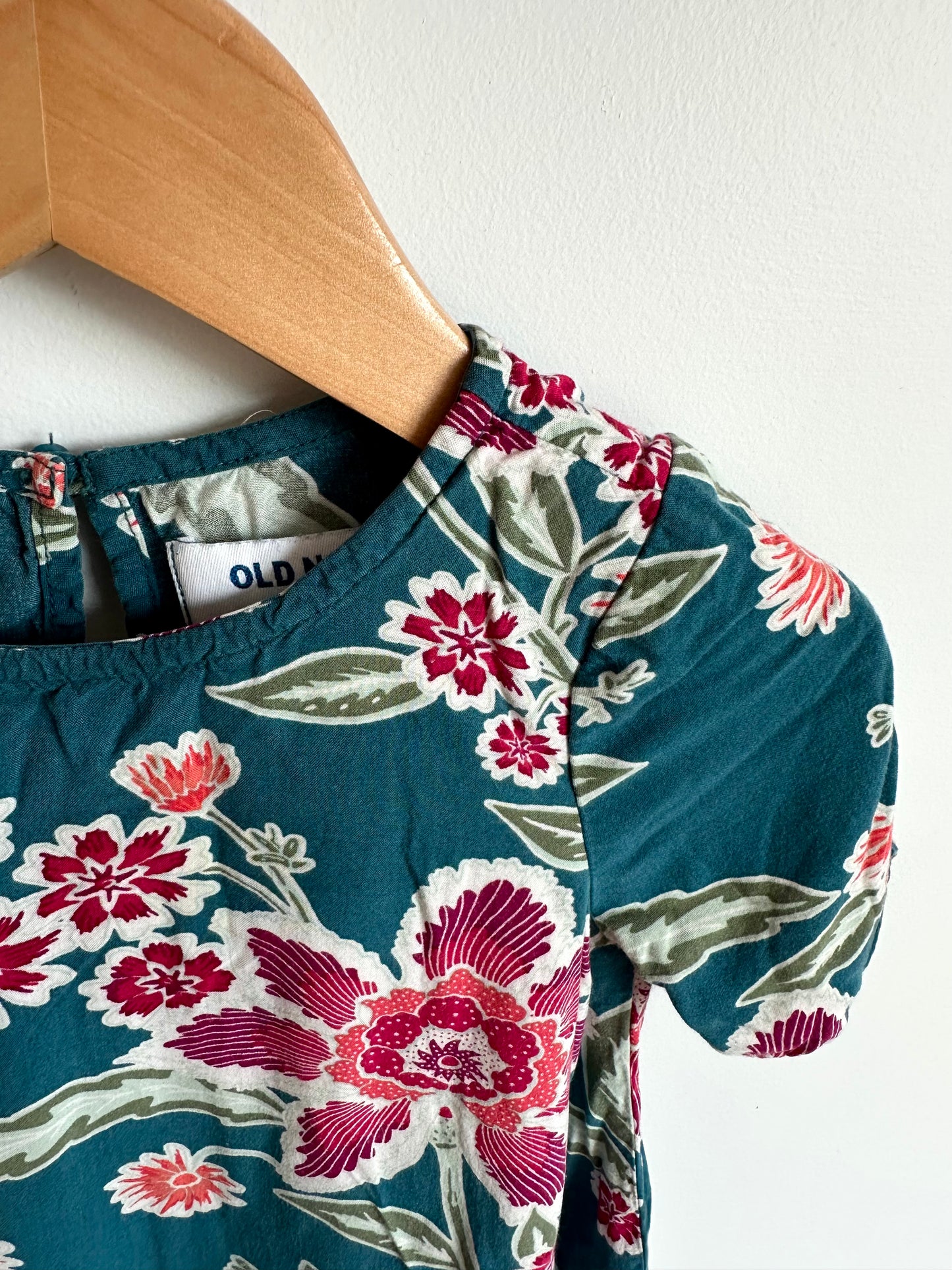 Teal Floral Dress / 18-24m