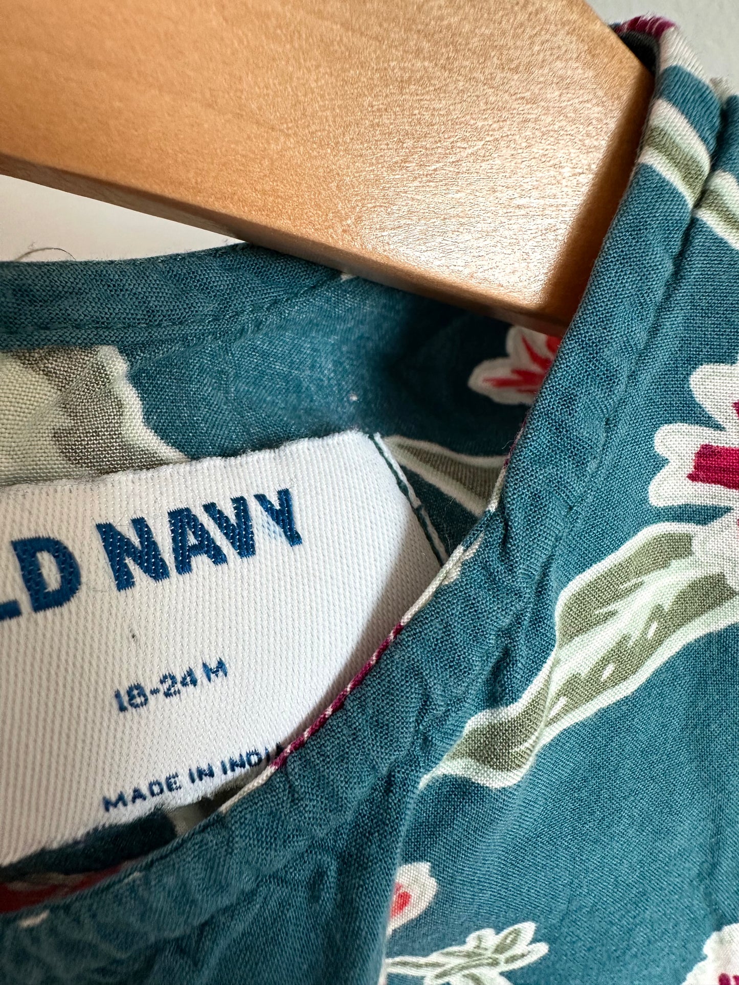 Teal Floral Dress / 18-24m