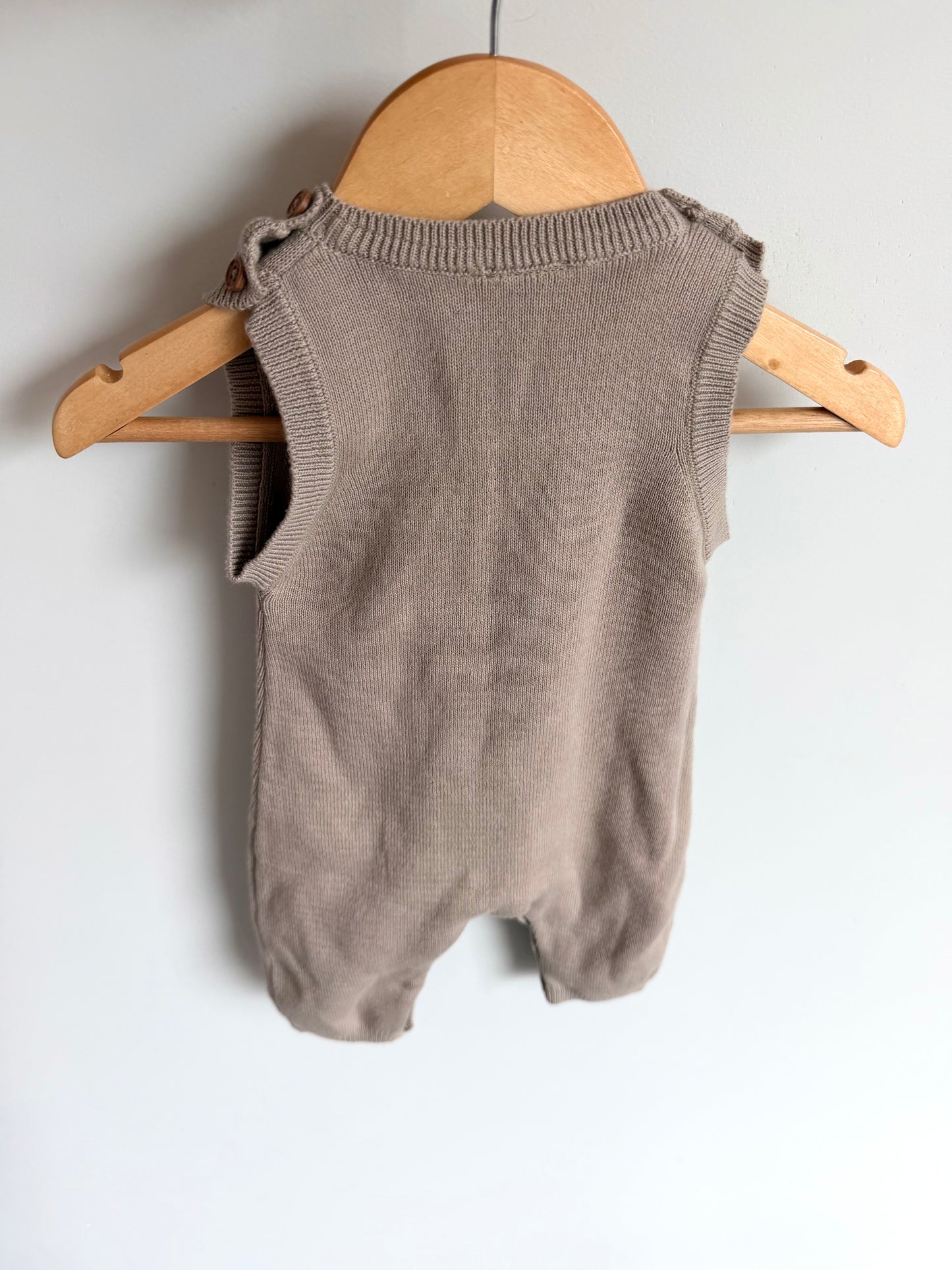 Organic Beige Cotton Jumpsuit / 0-3m