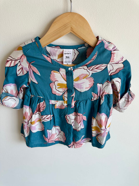 Teal Floral Top / 9m