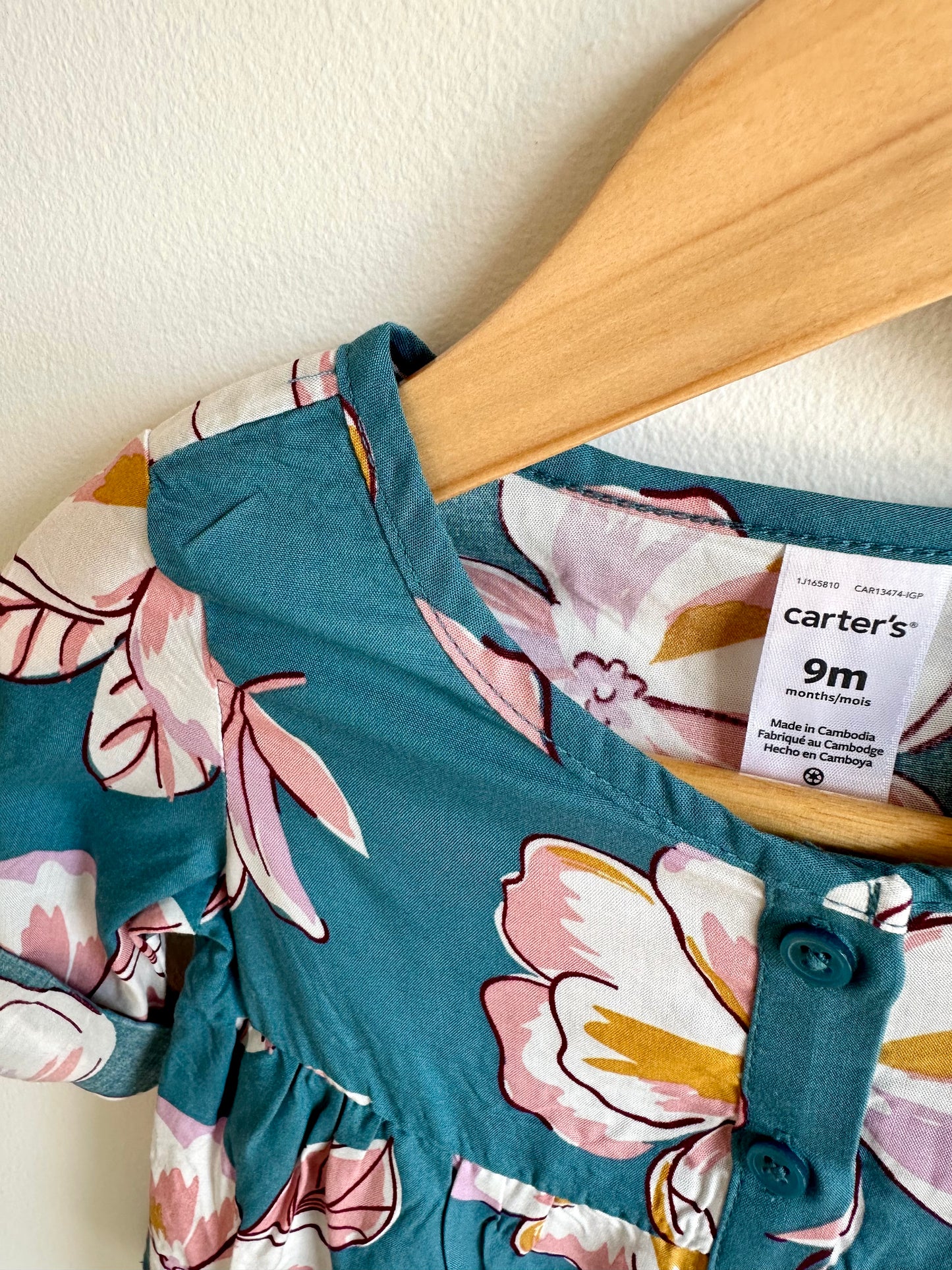 Teal Floral Top / 9m